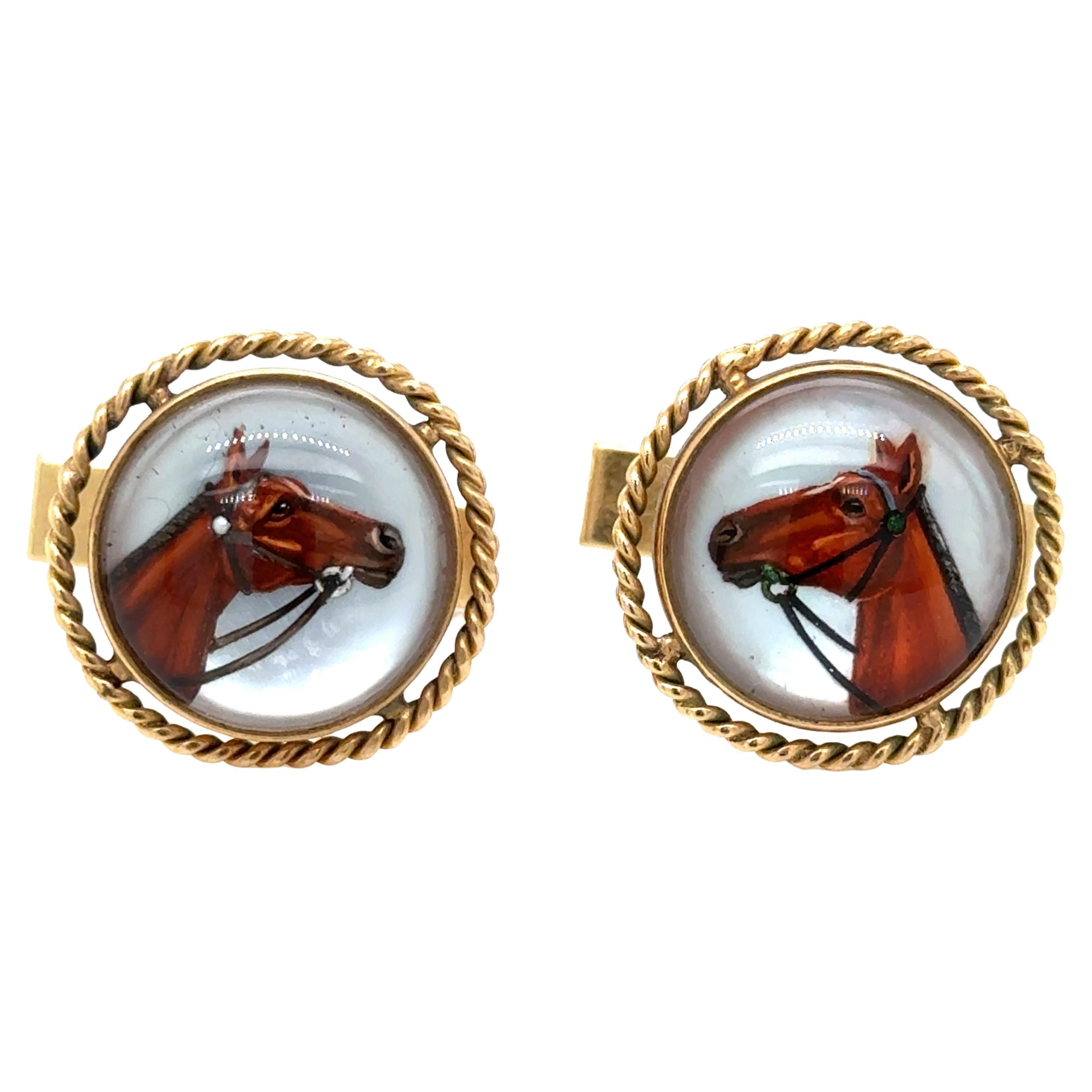 Equestrian Reverse Crystal Cufflinks