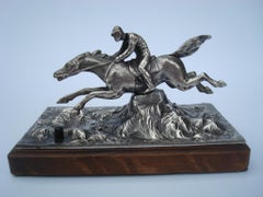 Equestrian Silvered Bronze Table Push Bell, 1900's