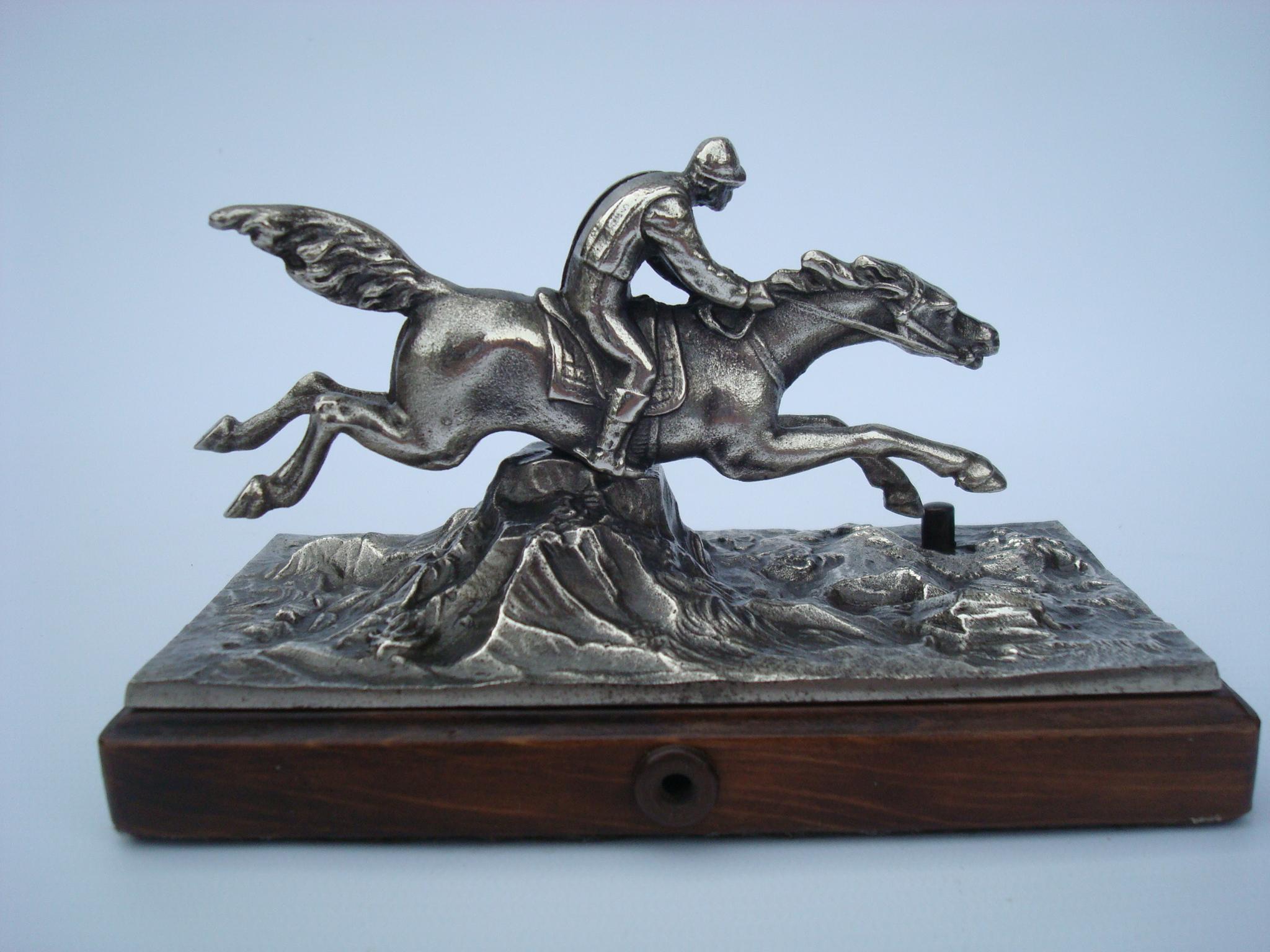 Art Nouveau Equestrian Silvered Bronze Table Push Bell, 1900's For Sale