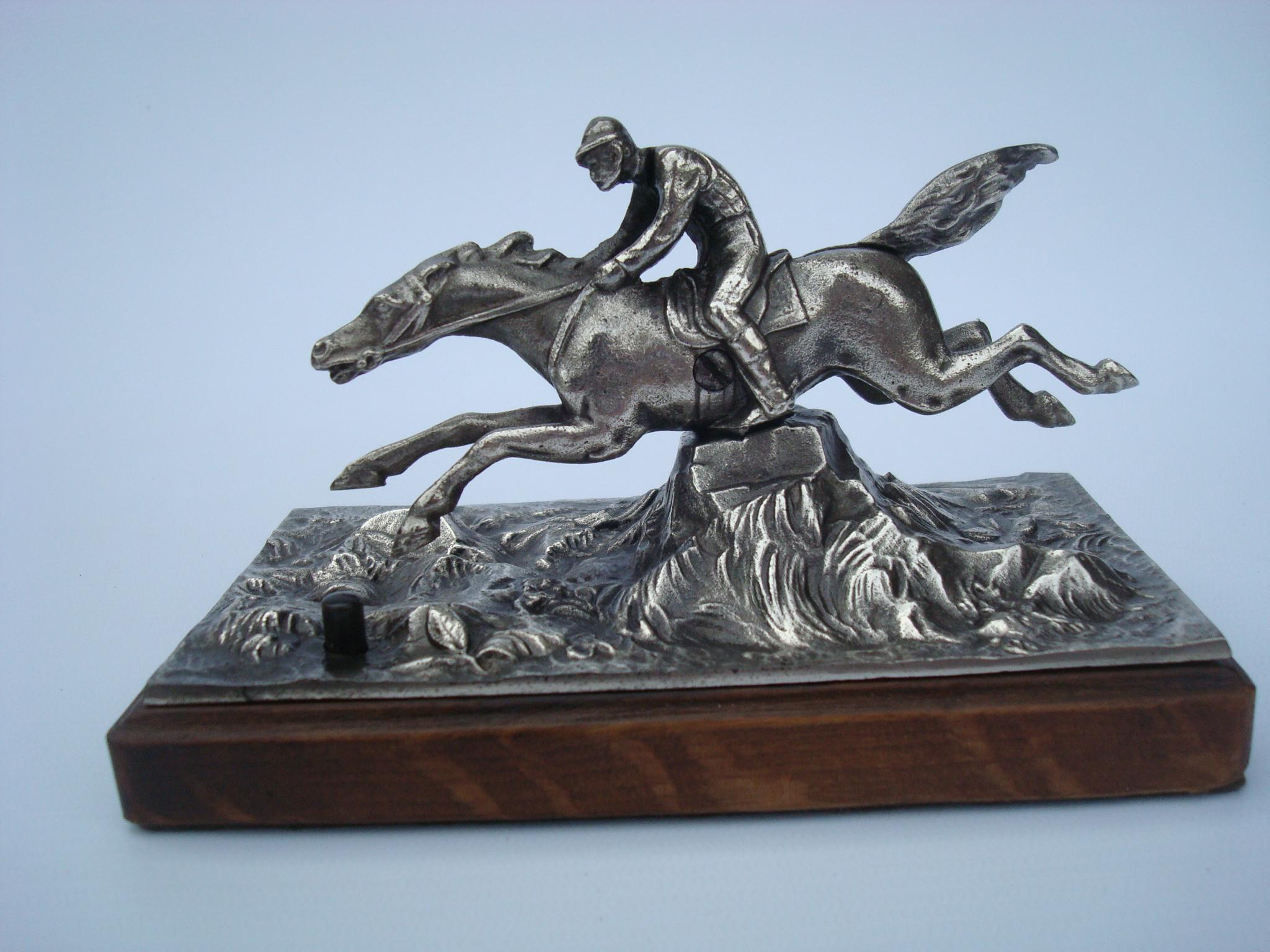 20th Century Equestrian Silvered Bronze Table Push Bell, 1900's For Sale