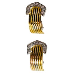 Equestrian Style 18K Gold and Diamonds Horseshoes Pair Of Earrings