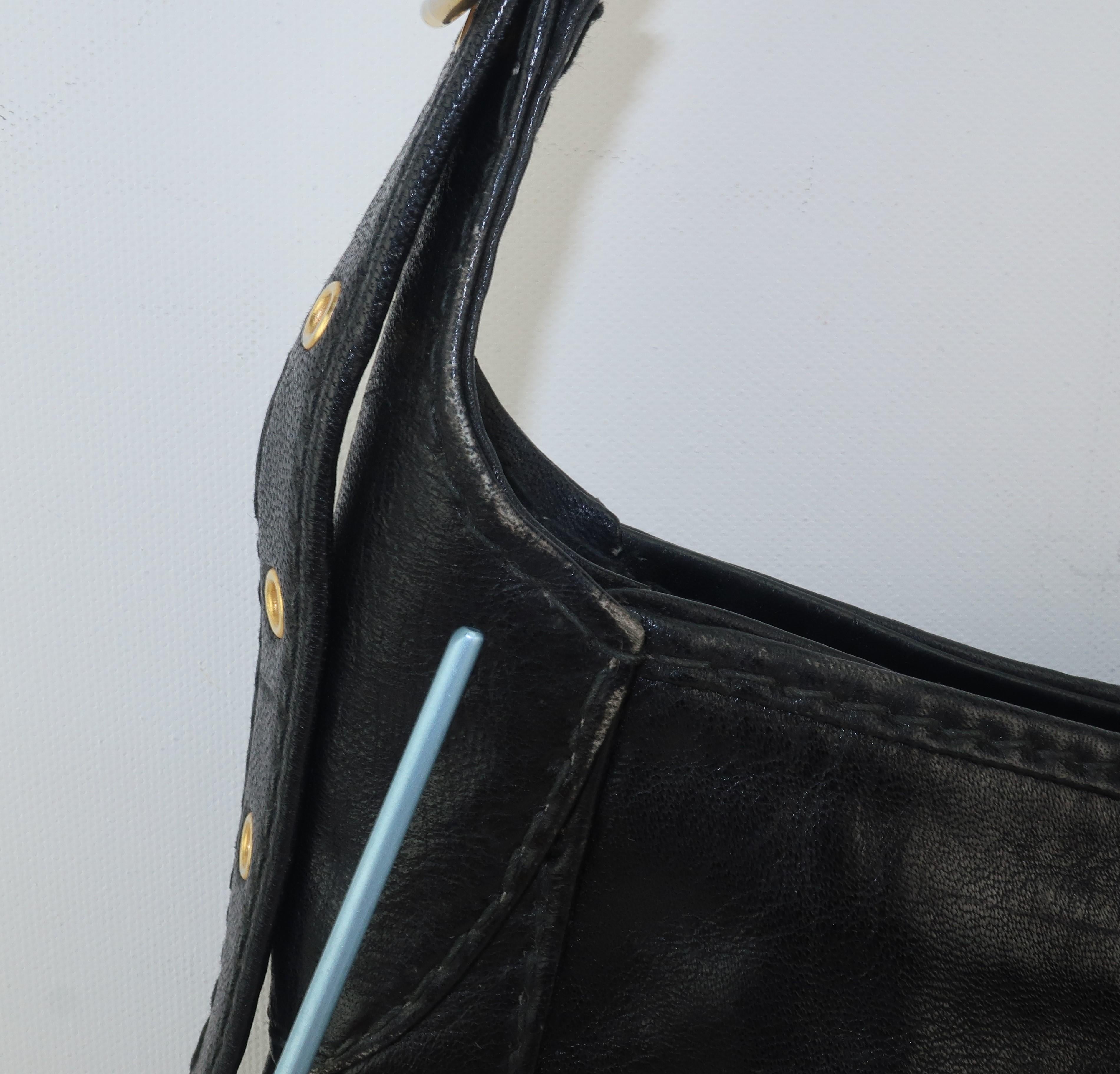 Equestrian Style Italian Black Leather Handbag For Neiman Marcus, C.1970 5