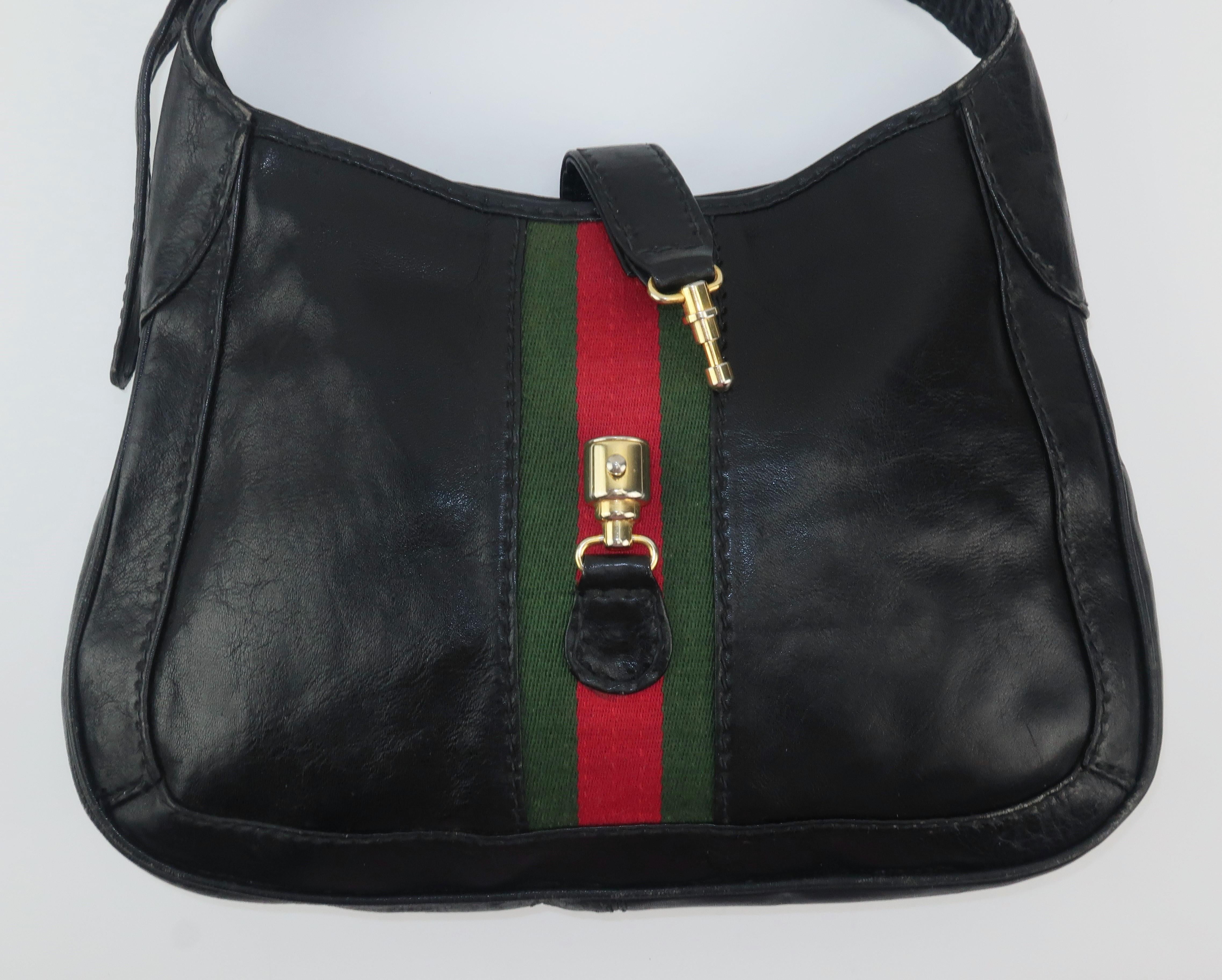 Equestrian Style Italian Black Leather Handbag For Neiman Marcus, C.1970 In Fair Condition In Atlanta, GA