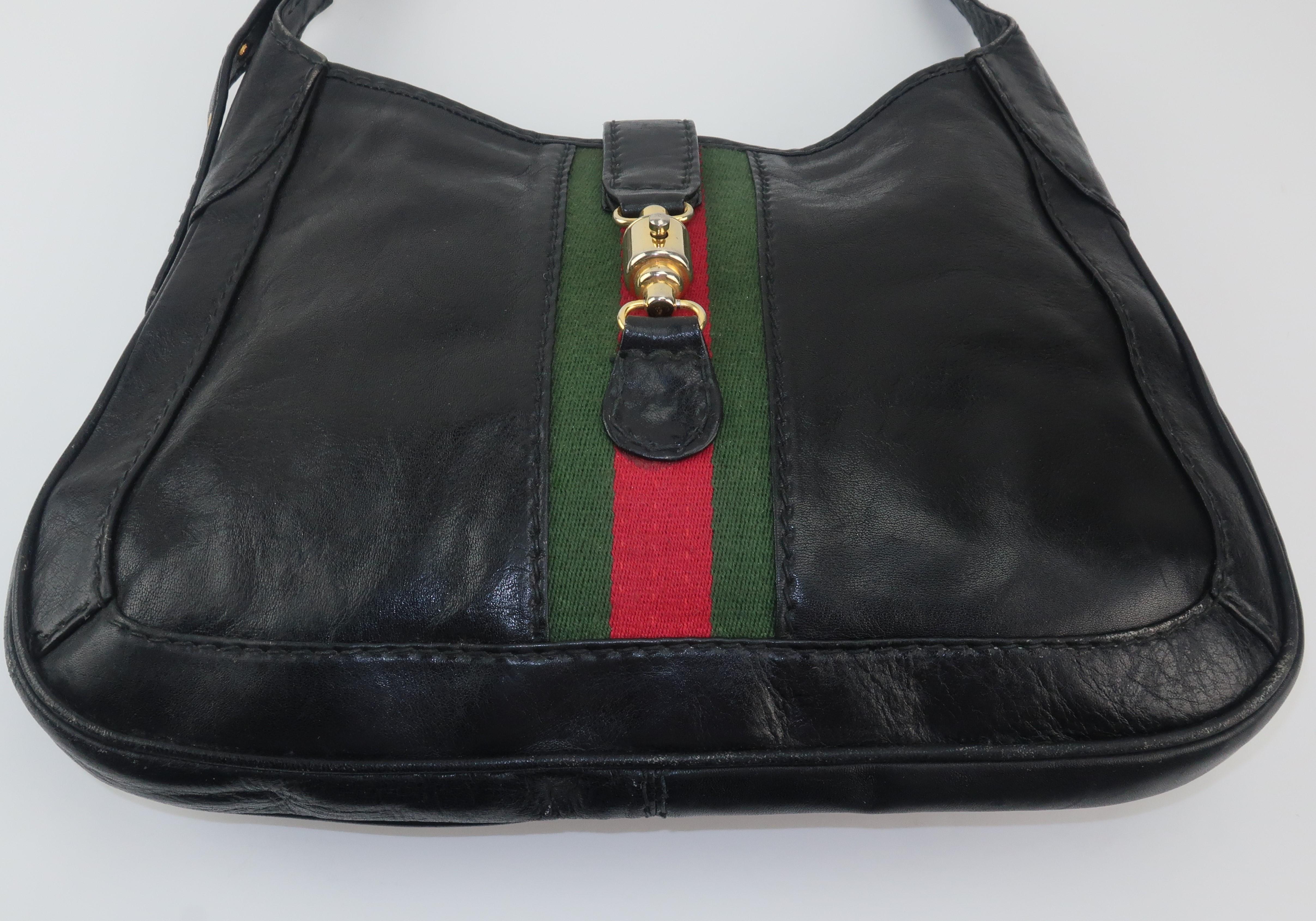 Women's Equestrian Style Italian Black Leather Handbag For Neiman Marcus, C.1970