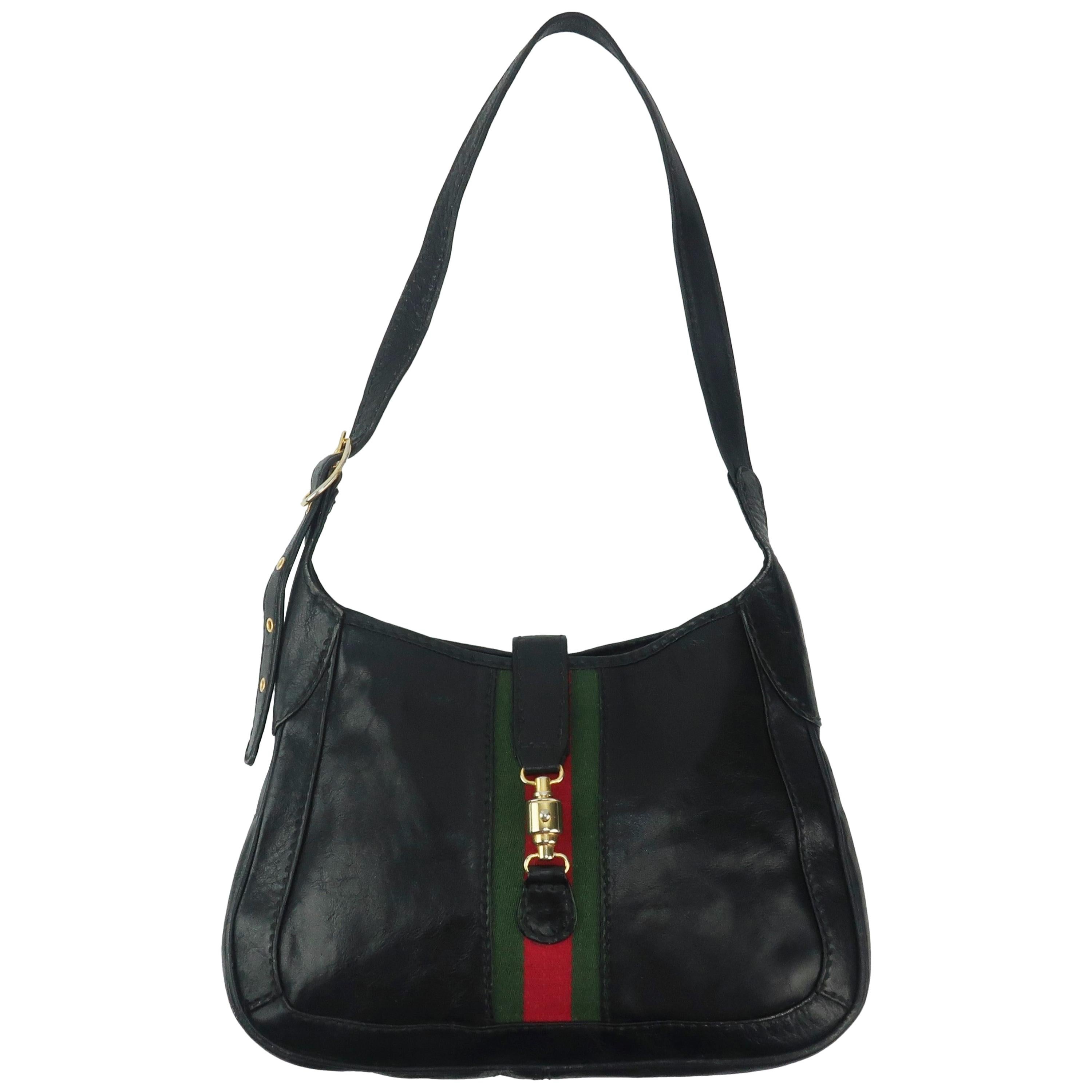 Equestrian Style Italian Black Leather Handbag For Neiman Marcus, C.1970