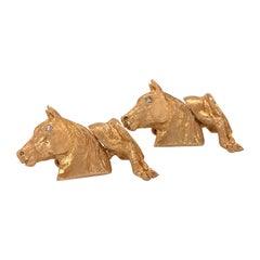 Equestrian Style 14 Karat Yellow Gold Cuff Links