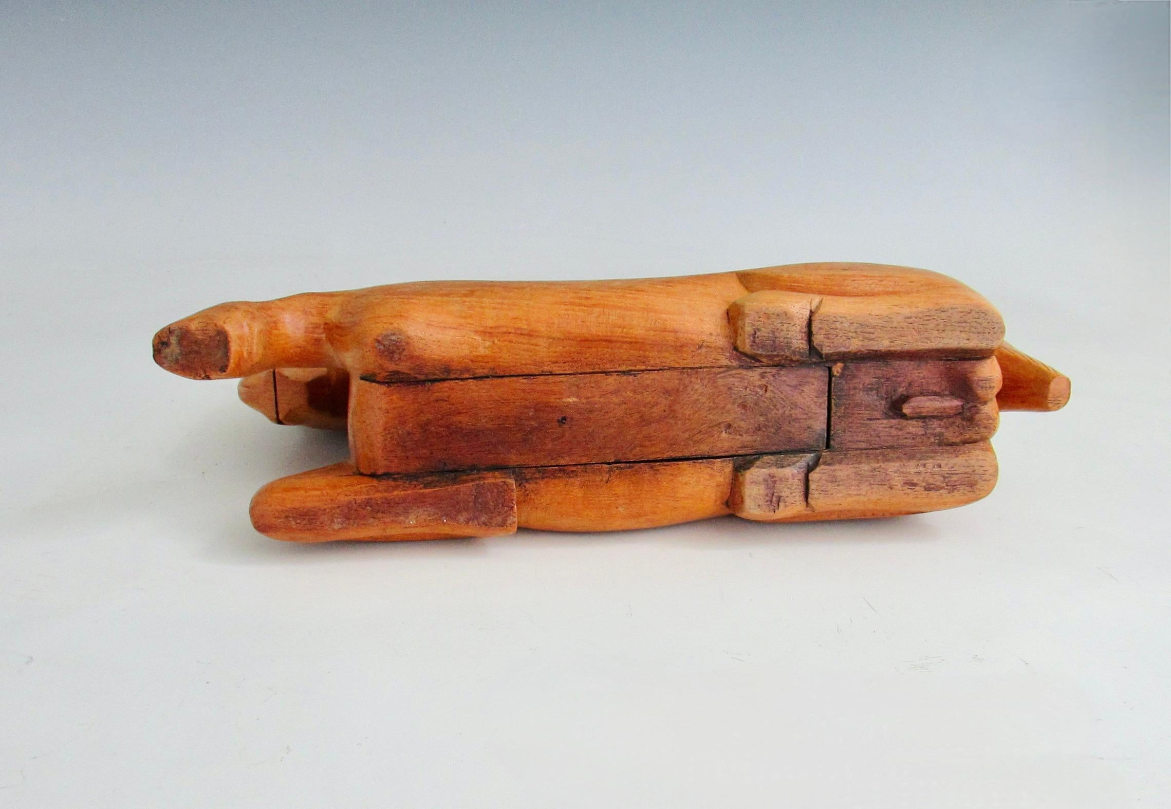 Equestrian theme hand carved wood horse sculpture with hidden compartment For Sale 5