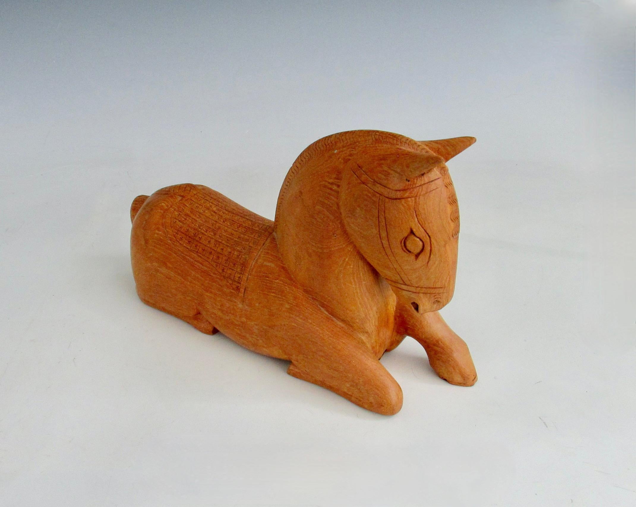American Equestrian theme hand carved wood horse sculpture with hidden compartment For Sale