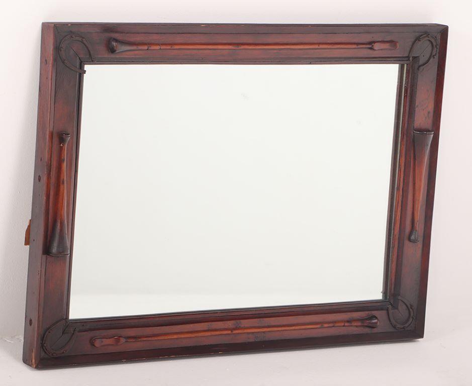 Equestrian themed carved walnut mirror for the horse lover circa 1900. In Good Condition For Sale In Philadelphia, PA