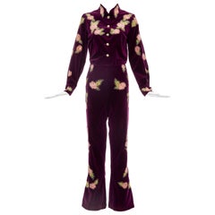 Vintage Equestrian Velvet Riding Show Pant-Suit Borealis Prong Set Crystals, Ca. 1970's