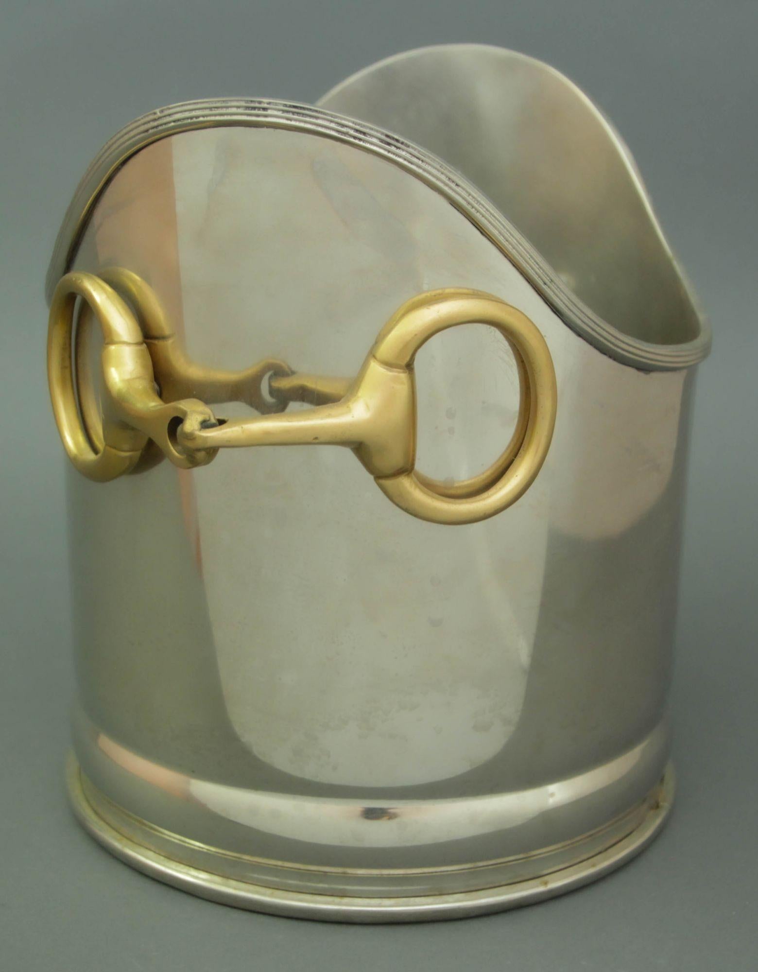 Equestrian Wine Champagne Cooler with Horse Bit Handle In Good Condition In North Hollywood, CA
