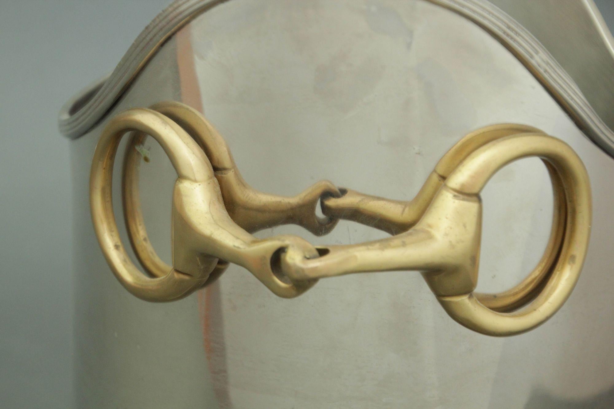 Metal Equestrian Wine Champagne Cooler with Horse Bit Handle