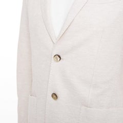 EQUIL beige flax cotton blend slub notch lapel patch pocket blazer jacket EU46 S