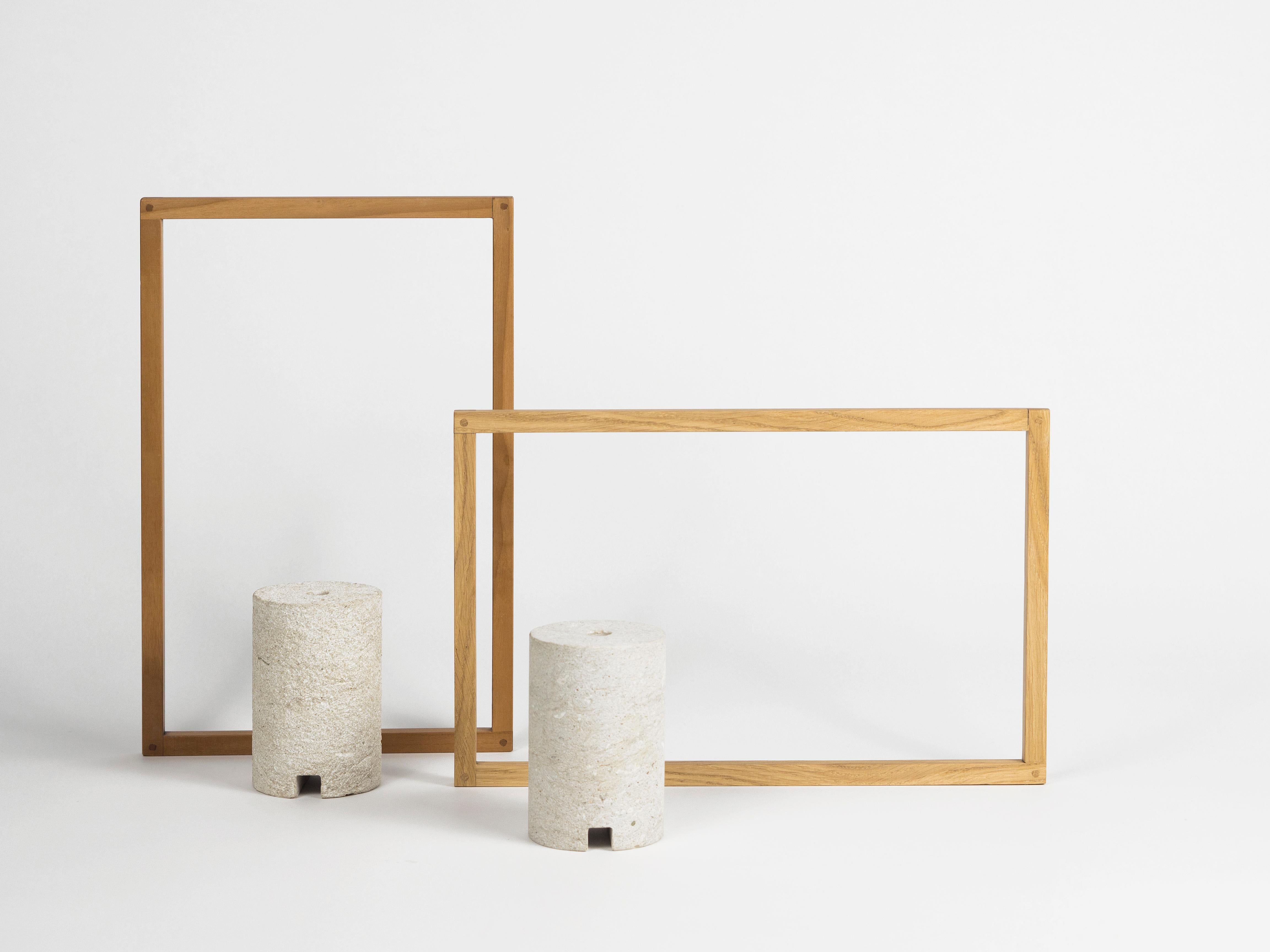 International Style Equilibrante, Contemporary Storage Vessels or Sculptures in Marble and Wood For Sale