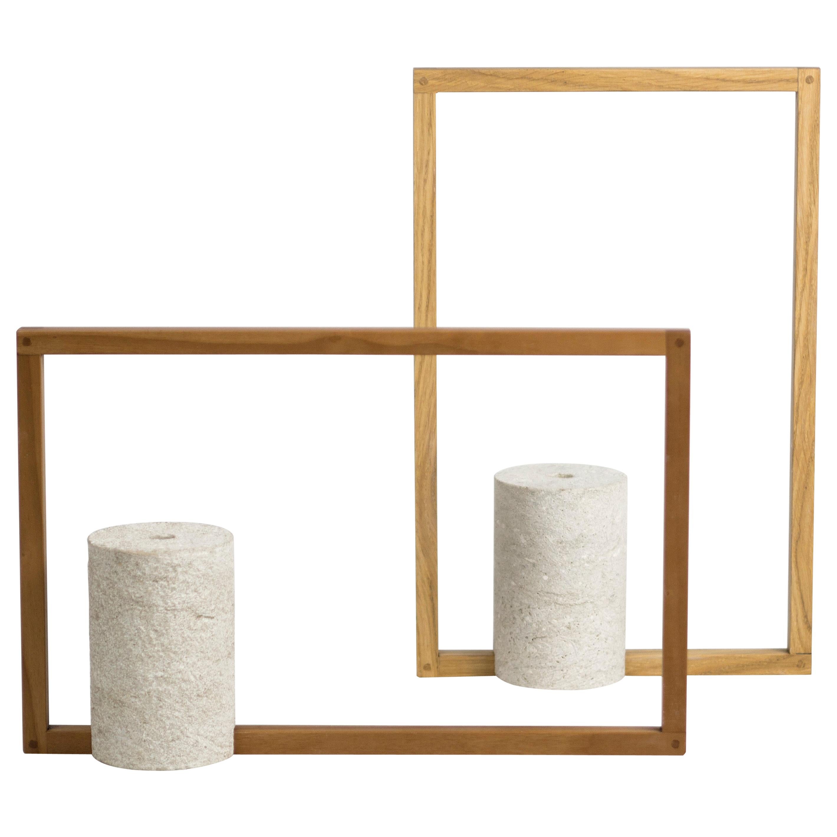 Equilibrante, Contemporary Storage Vessels or Sculptures in Marble and Wood For Sale