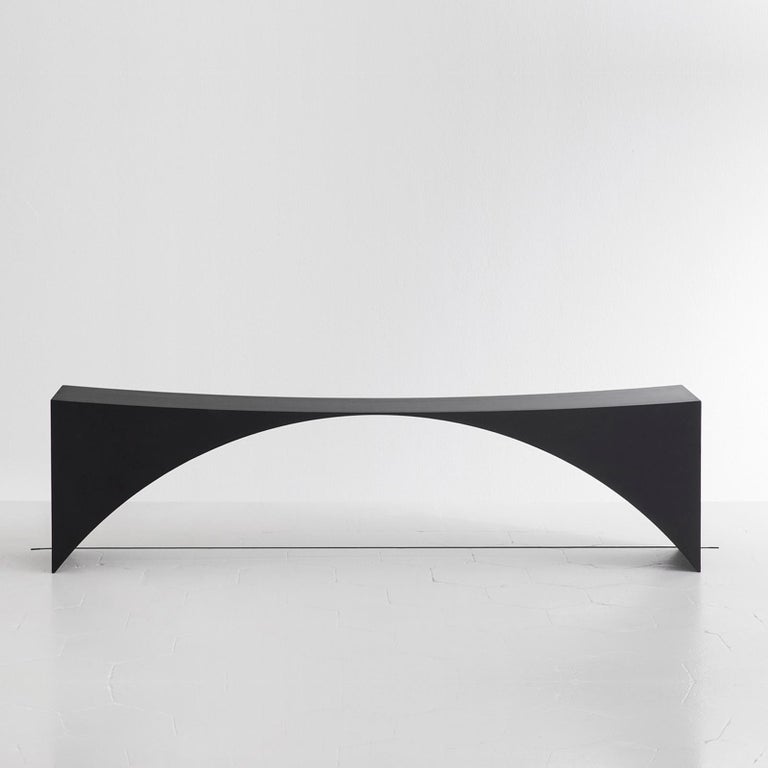 The Equilibrium bench deconstructs the image, pushing material to the limit, and then restores it all with a minimum intervention. By walking on a thin line, the piece aims to create a small shift of perception, making the viewer question the object
