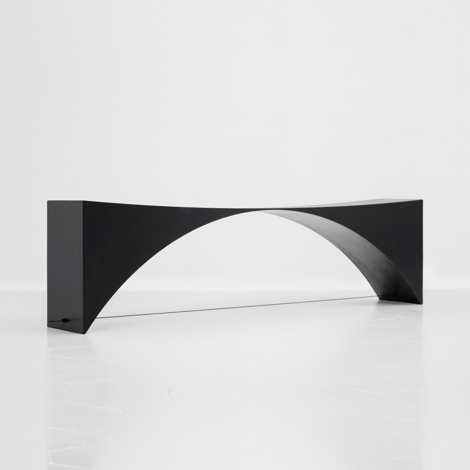 Equilibrium-Bank aus schwarzer Birke und Stahl von Guglielmo Poletti (Moderne)