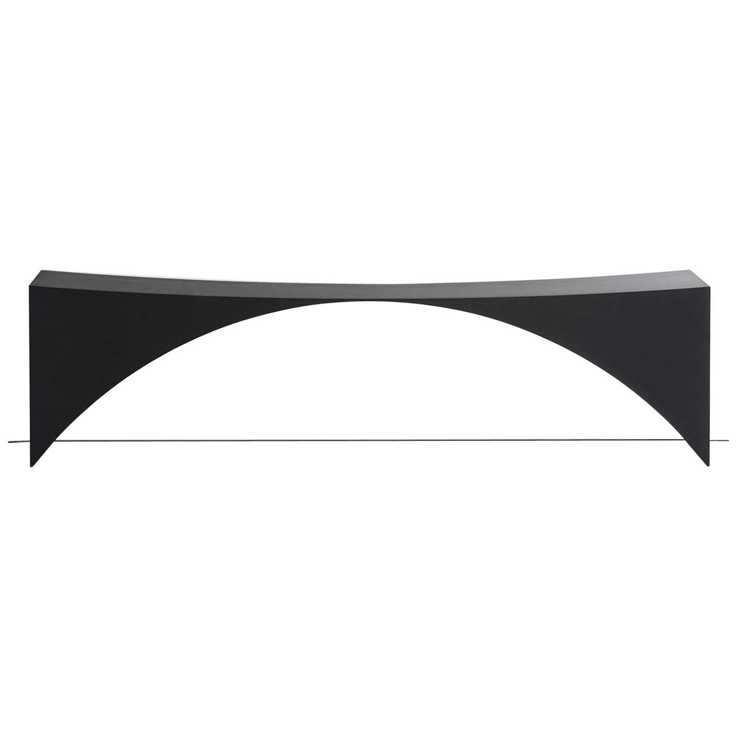 Equilibrium Bench in Black Birch and Steel by Guglielmo Poletti