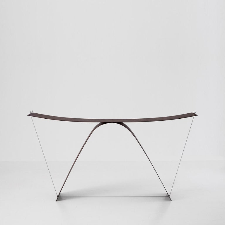 Modern Equilibrium Console Table in Steel and Aluminum by Guglielmo Poletti For Sale