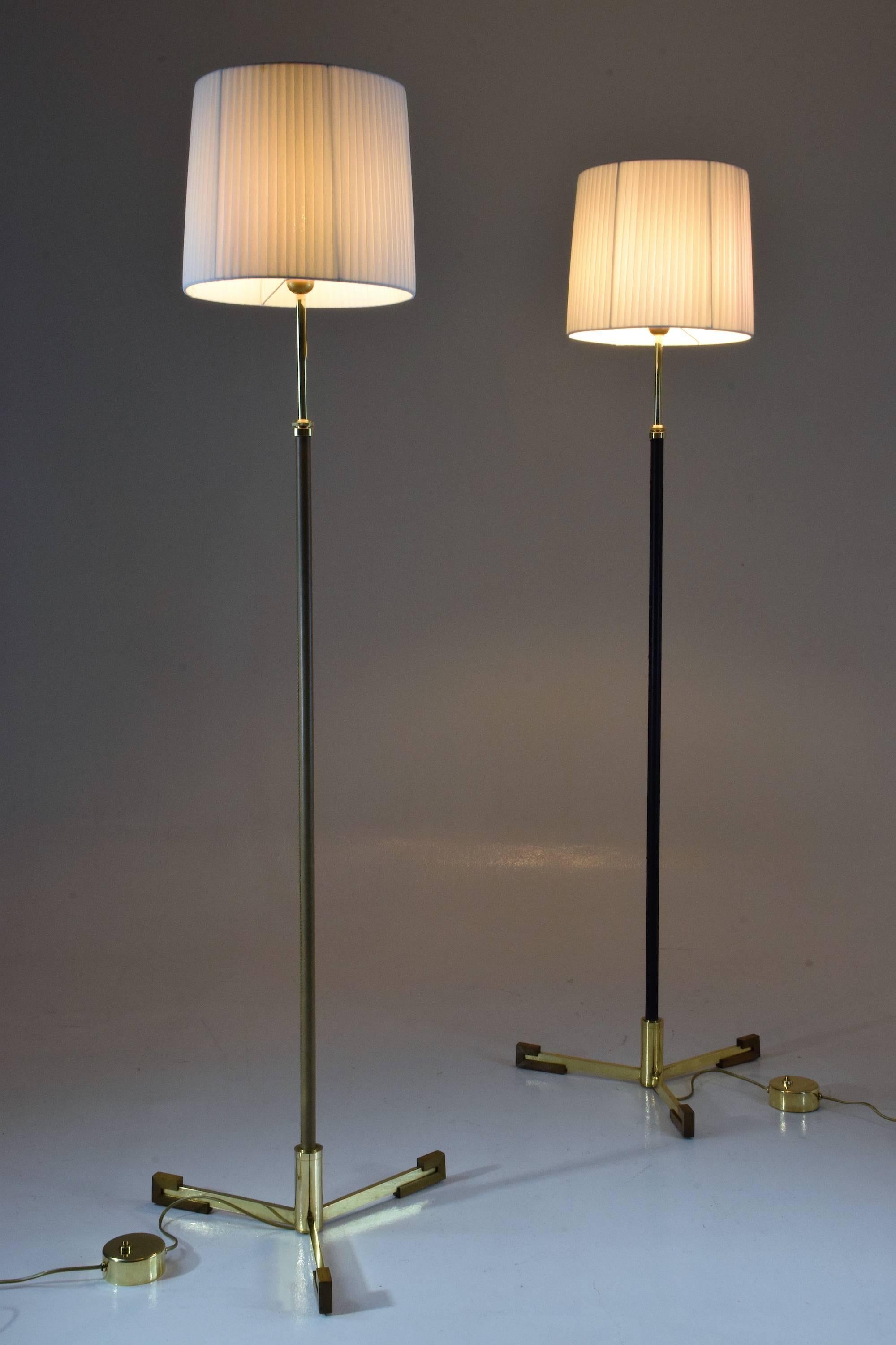 Equilibrium-II Contemporary Adjustable Leather Brass Floor Lamp 7