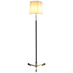 Equilibrium-II Contemporary Adjustable Leather Brass Floor Lamp