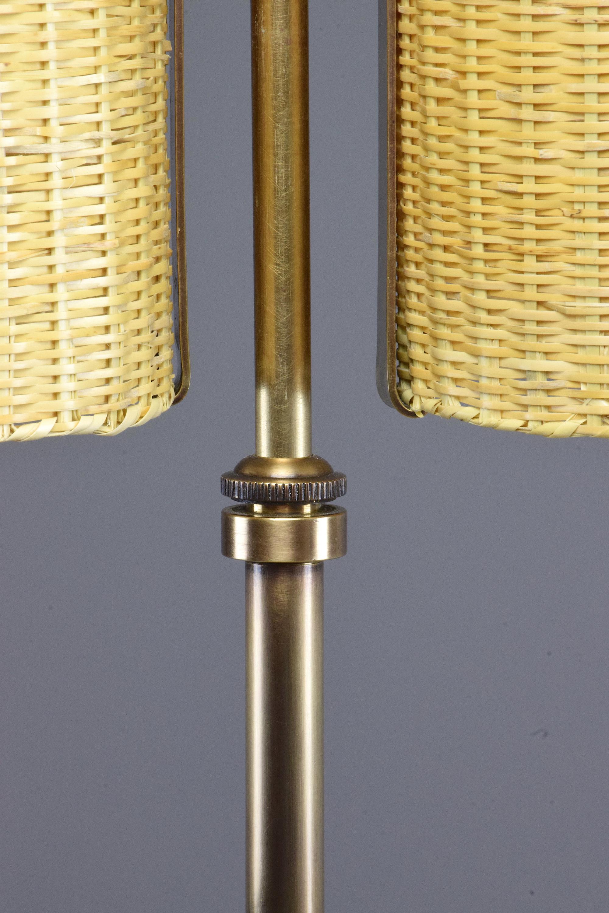 Equilibrium-II Contemporary Brass Rattan Floor Lamp, Flow Collection 1