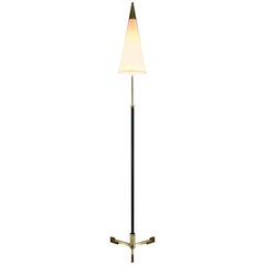 Equilibrium-II Contemporary Leather Brass Floor Lamp, Flow Collection