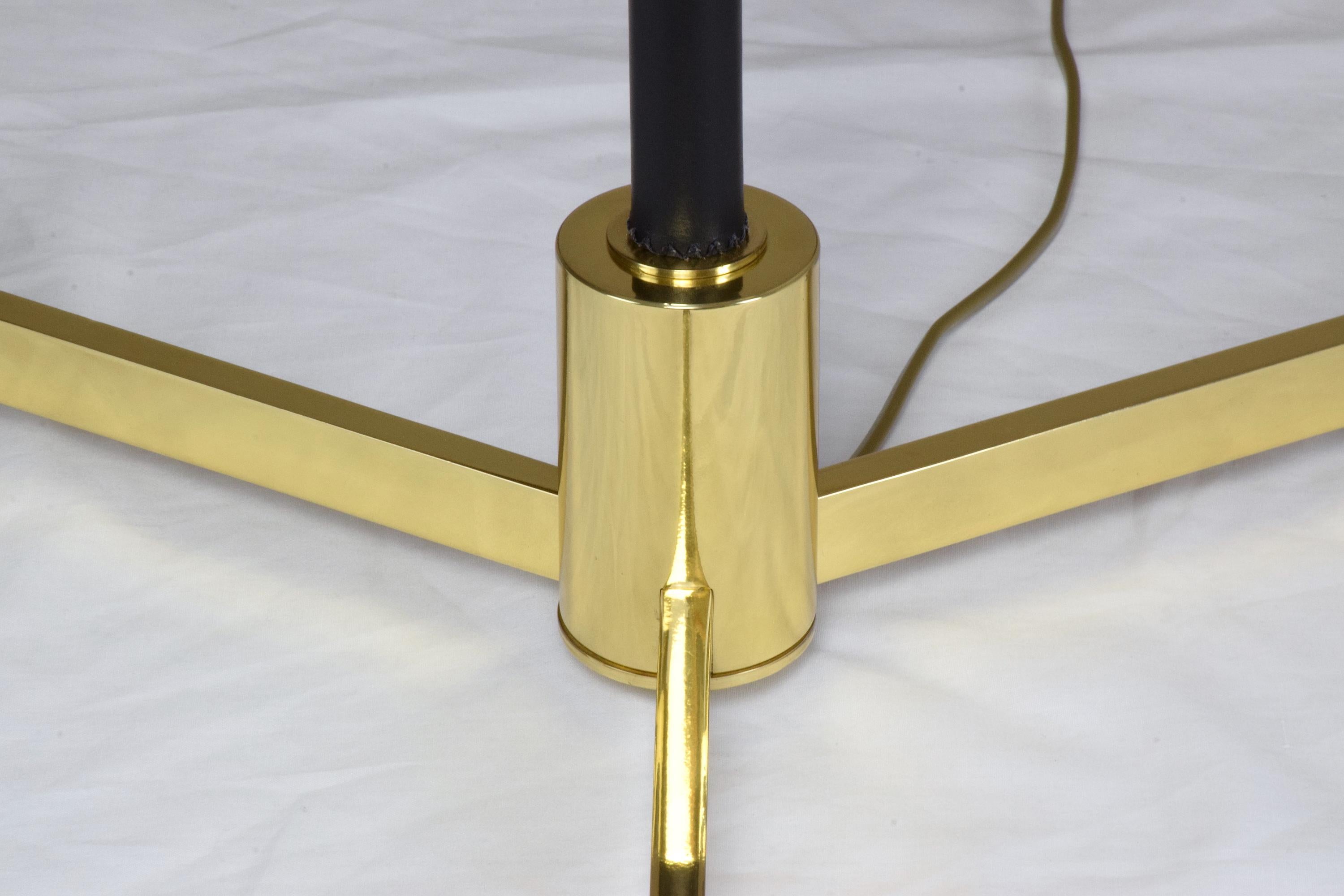 Lao-F1 Contemporary Adjustable Leather Brass Floor Lamp For Sale 9