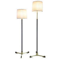 Lao-F1 Contemporary Adjustable Leather Brass Floor Lamp