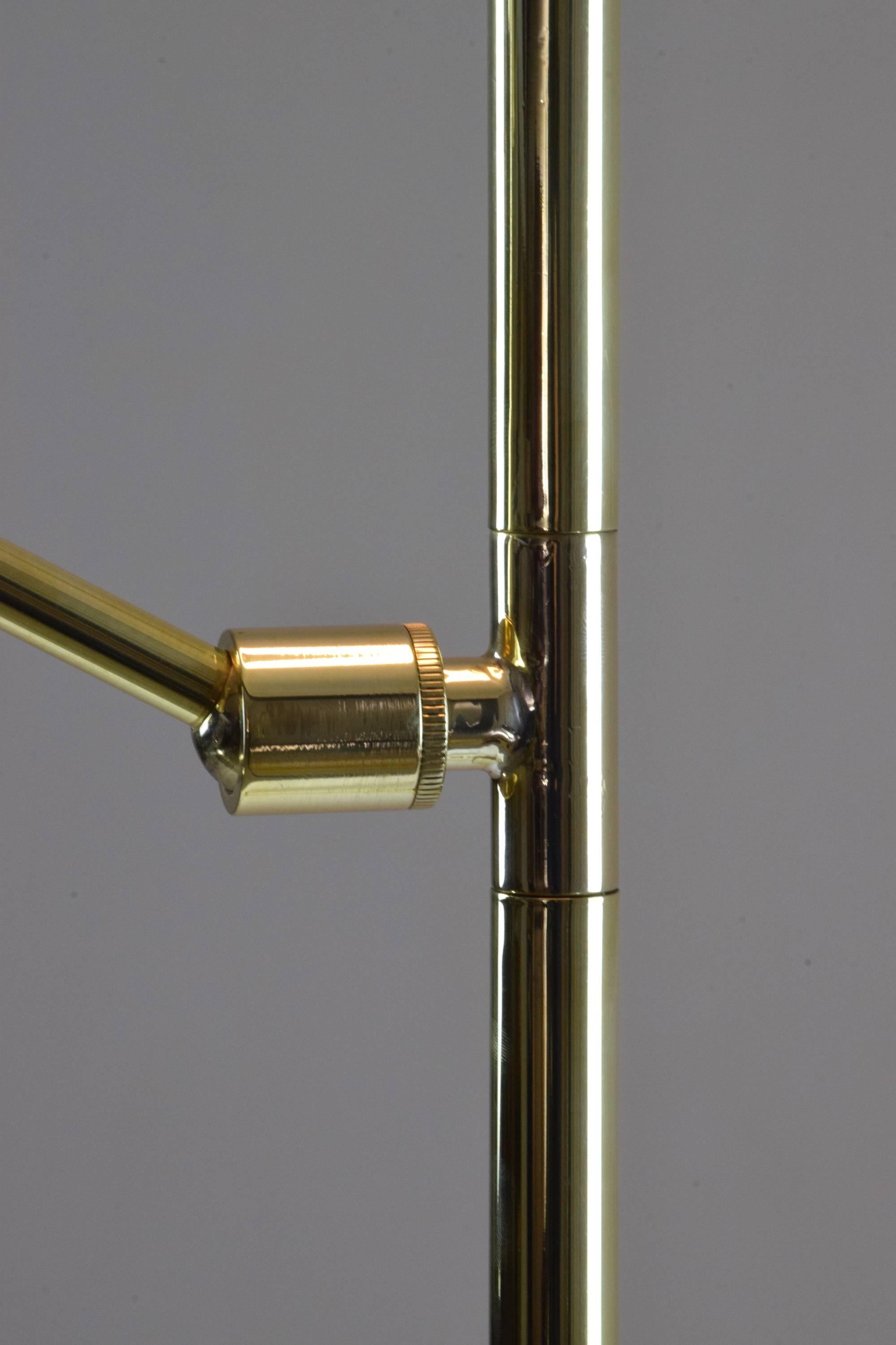 De-Light F1 Contemporary Double Light Brass Floor Lamp, Flow Collection 4