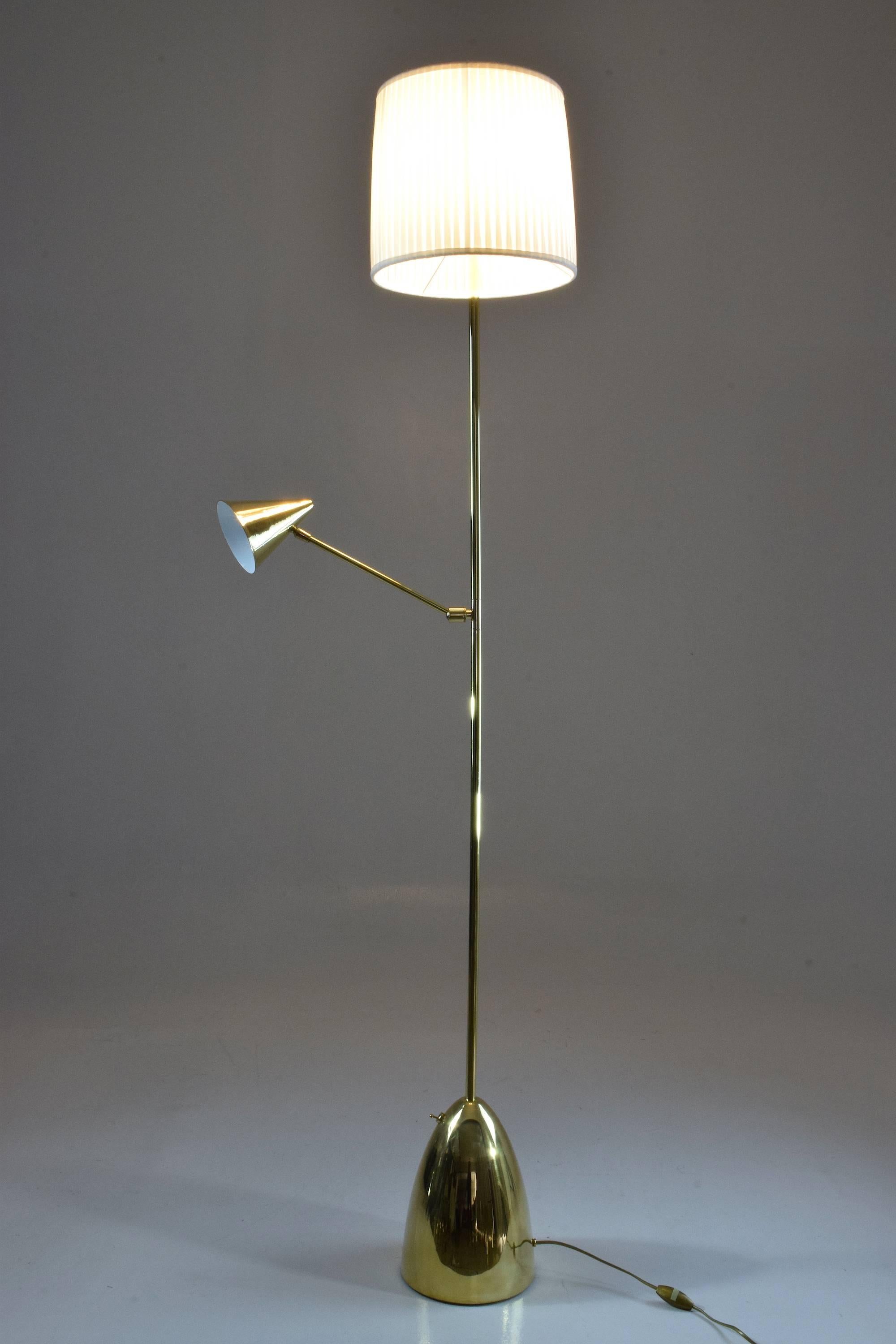Organic Modern De-Light F1 Contemporary Double Light Brass Floor Lamp, Flow Collection