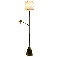 De-Light F1 Contemporary Double Light Brass Floor Lamp, Flow Collection