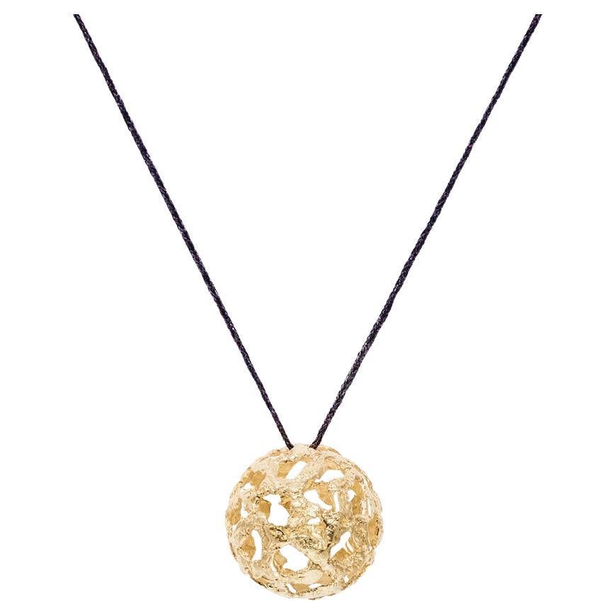 Equilibrium Long Gold-Plated Pendant Necklace With Leather Chain For Sale