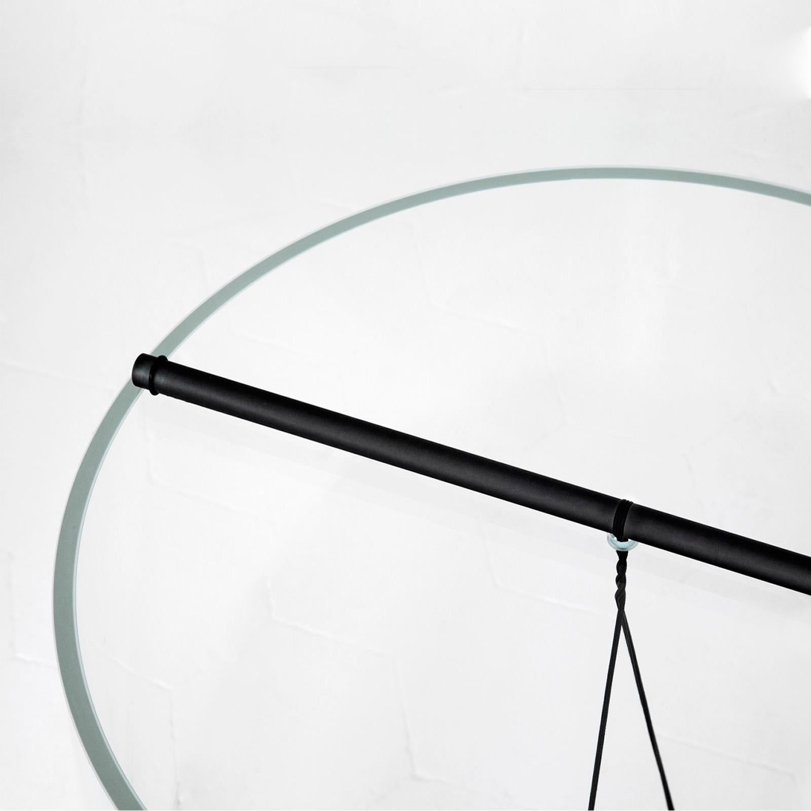 Italian Equilibrium Round Table with Glass Top by Guglielmo Poletti