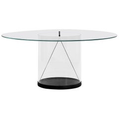 Equilibrium Round Table with Glass Top by Guglielmo Poletti