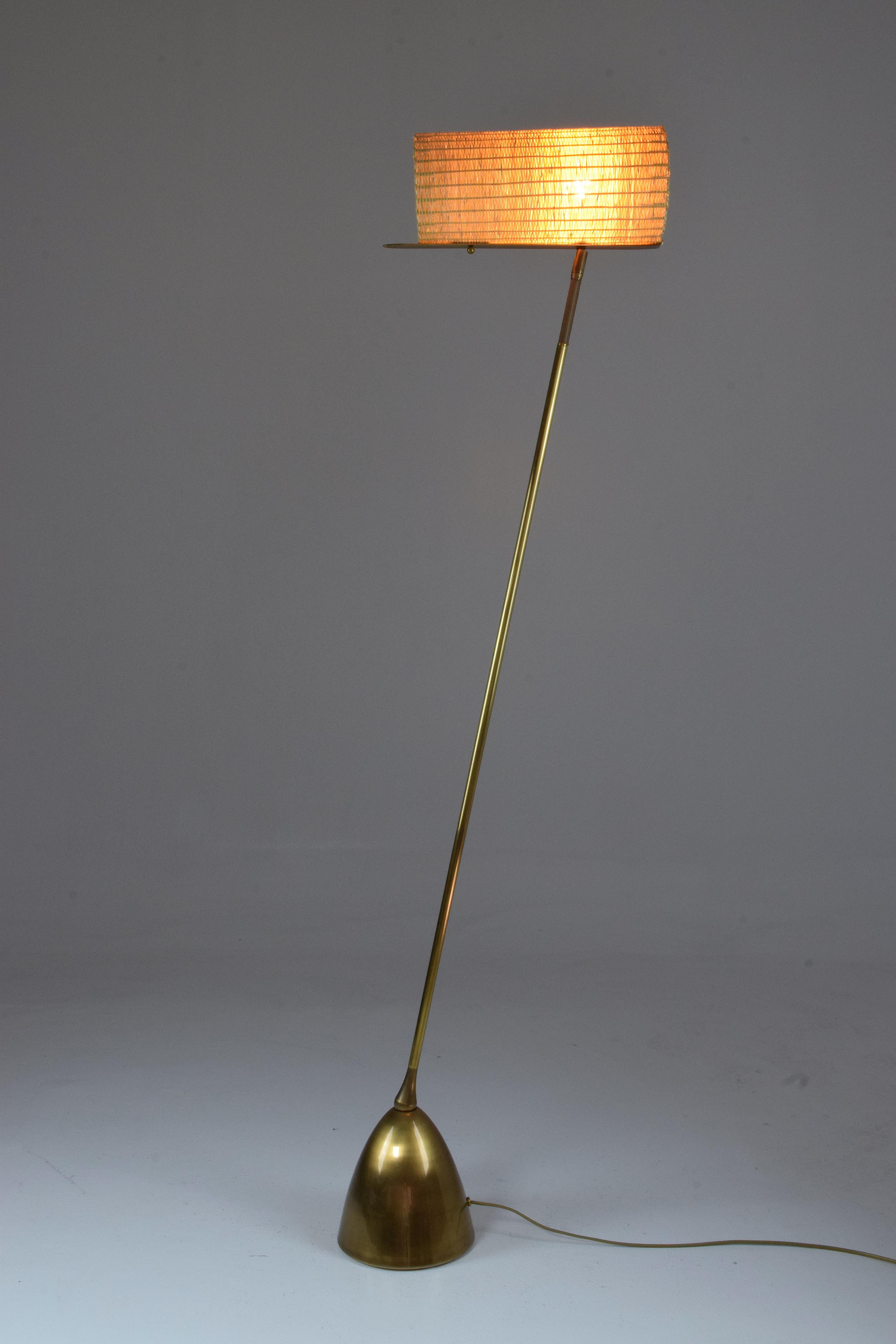 De-Light F2  Articulating Brass Wicker Floor Lamp, Flow Collection For Sale 1