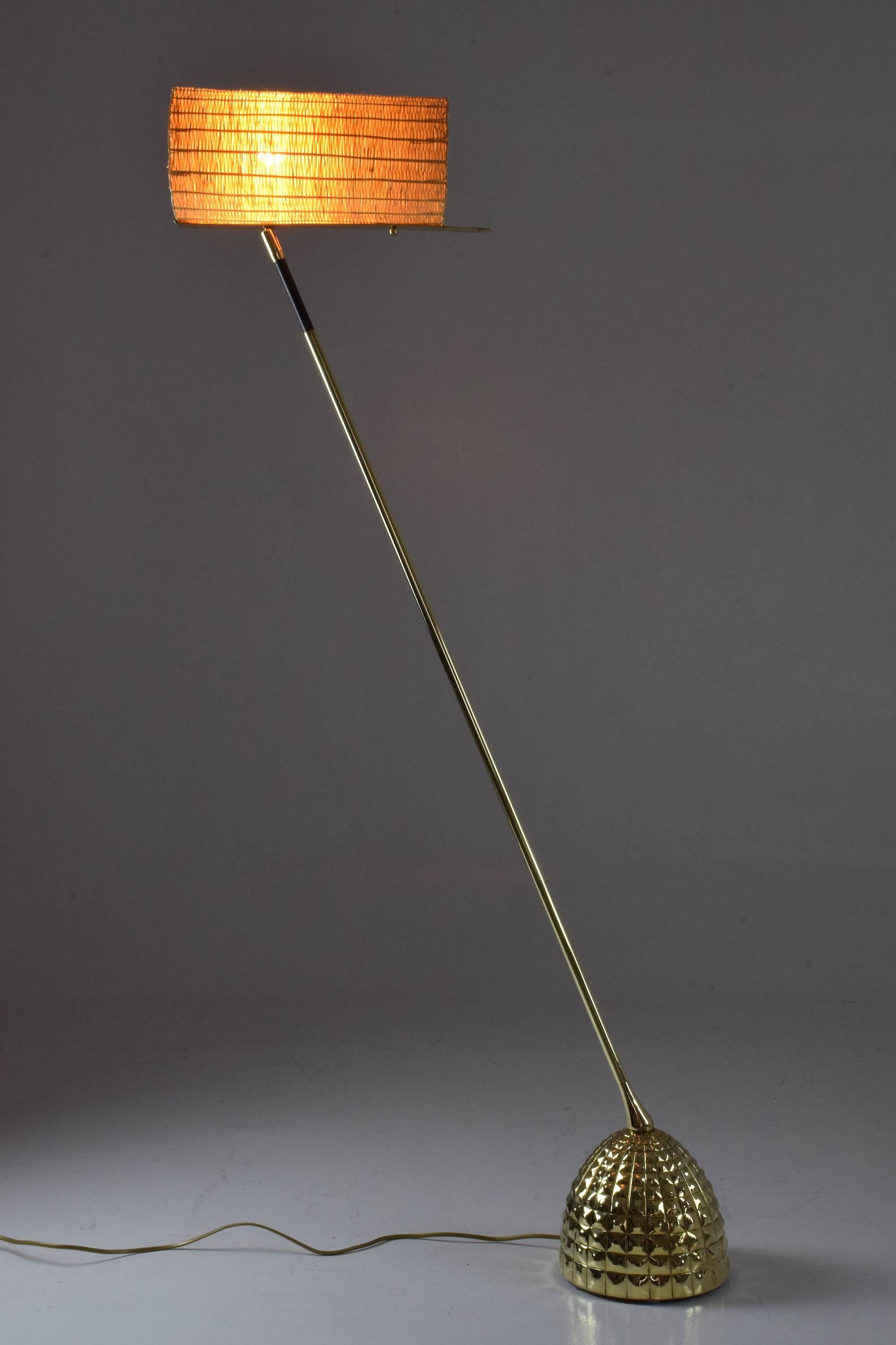 Equilibrium-VI Contemporary Handcrafted Articulating Brass Leather Floor Lamp 5