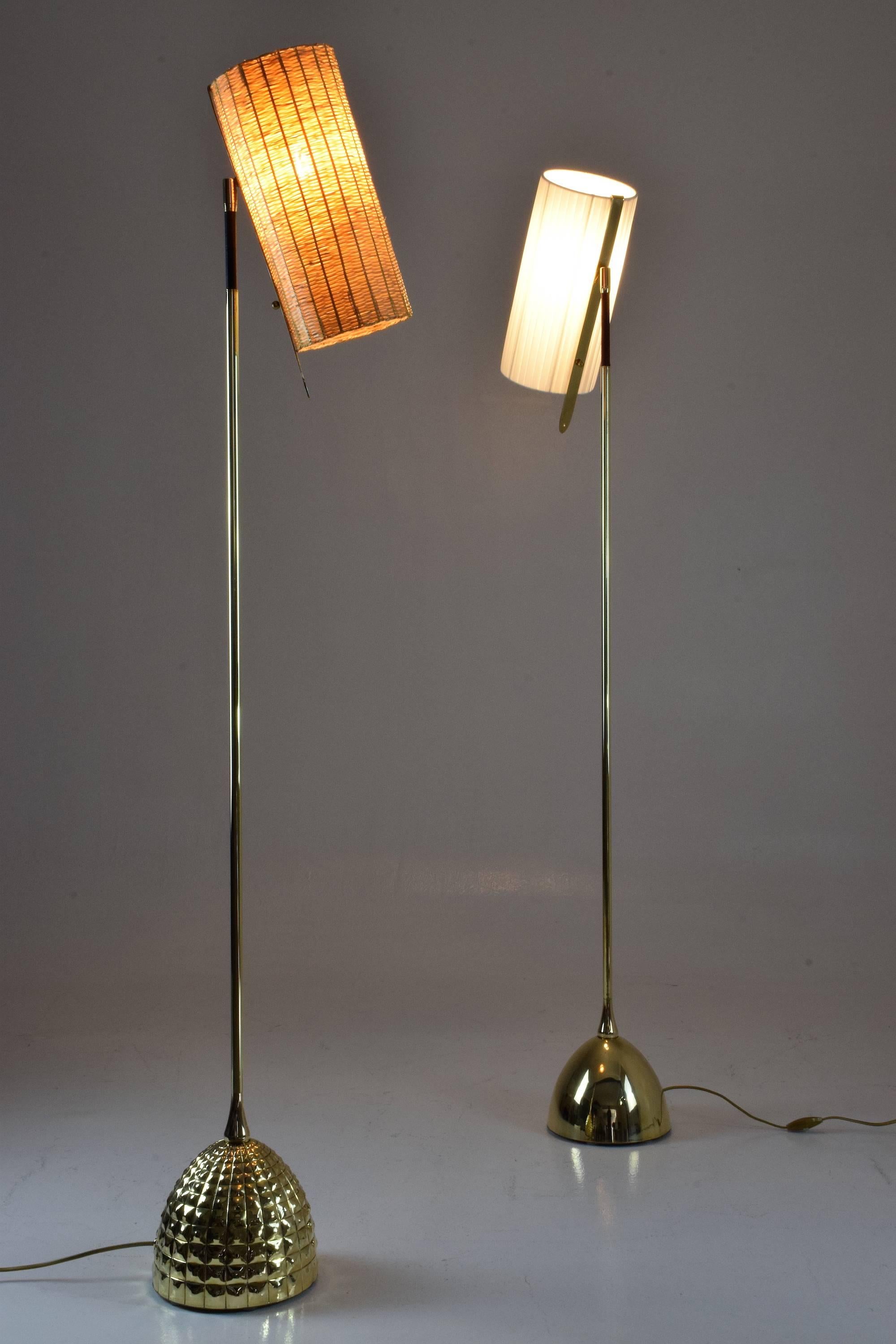 Organic Modern Equilibrium-VI Contemporary Handcrafted Articulating Brass Leather Floor Lamp