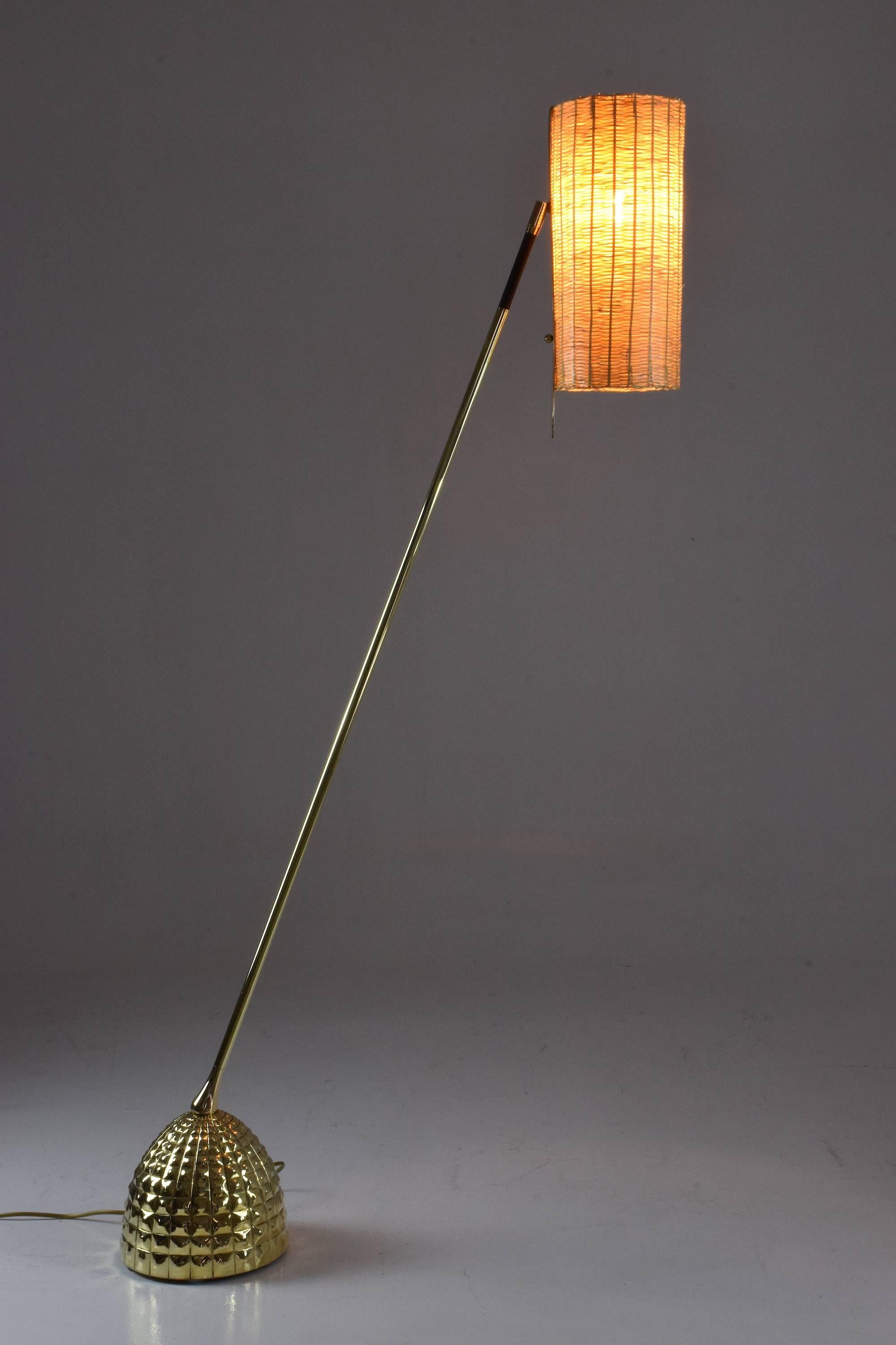 Equilibrium-VI Contemporary Handcrafted Articulating Brass Leather Floor Lamp 4