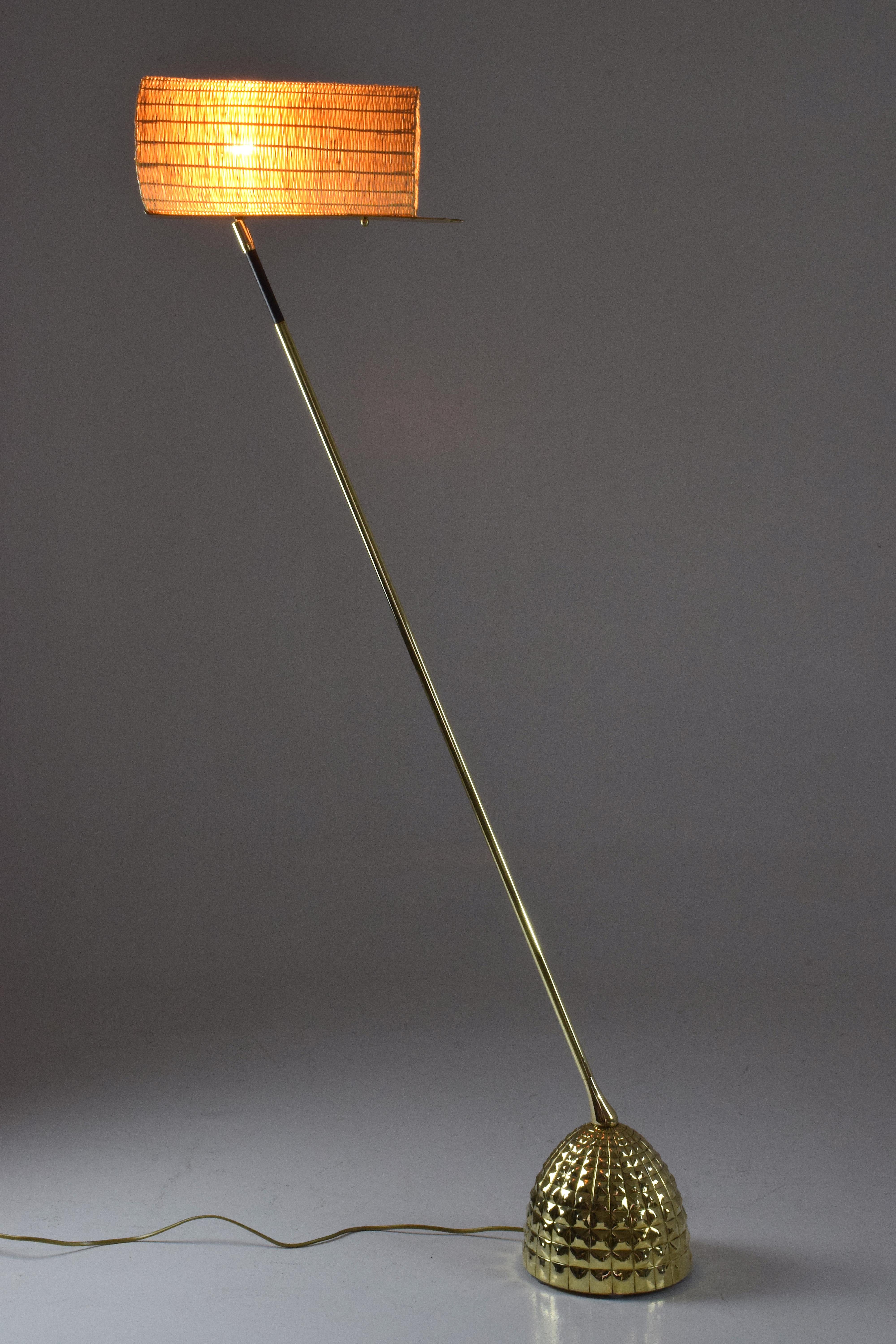 Equilibrium-VI Contemporary Handcrafted Articulating Brass Leather Floor Lamp 11