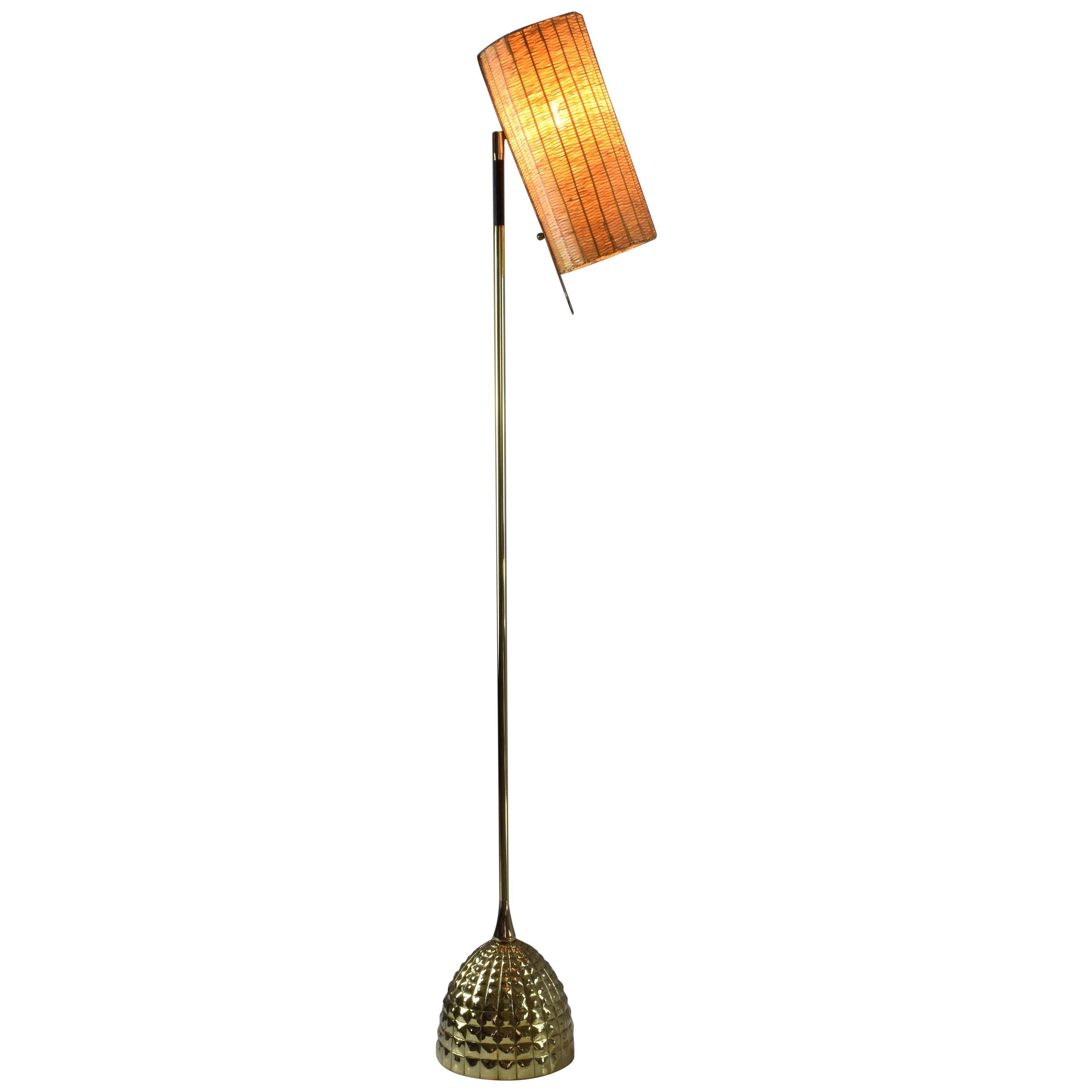 Equilibrium-VI Contemporary Handcrafted Articulating Brass Leather Floor Lamp