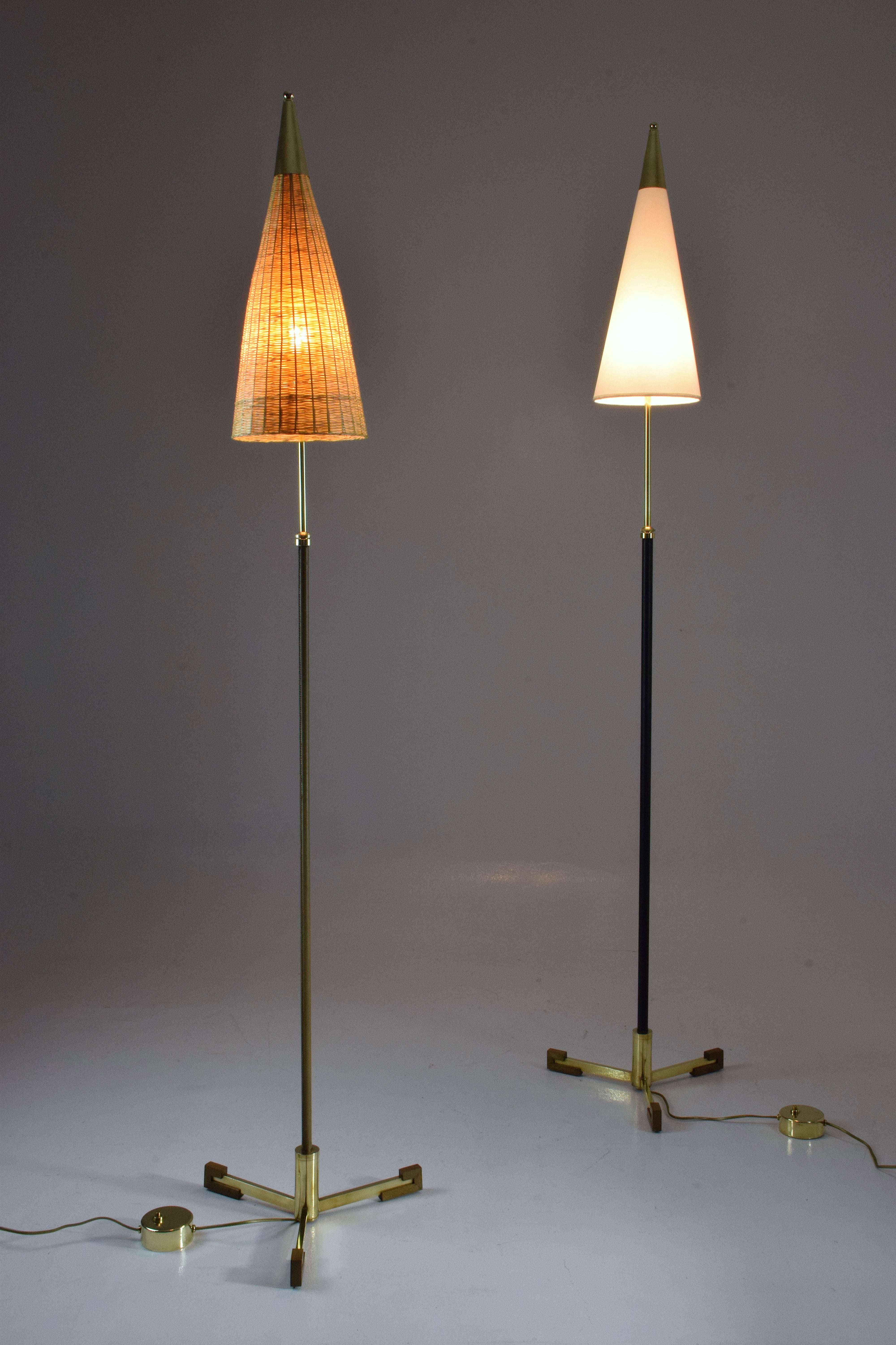 Equilibrium-II Contemporary Leather Brass Floor Lamp, Flow Collection 2