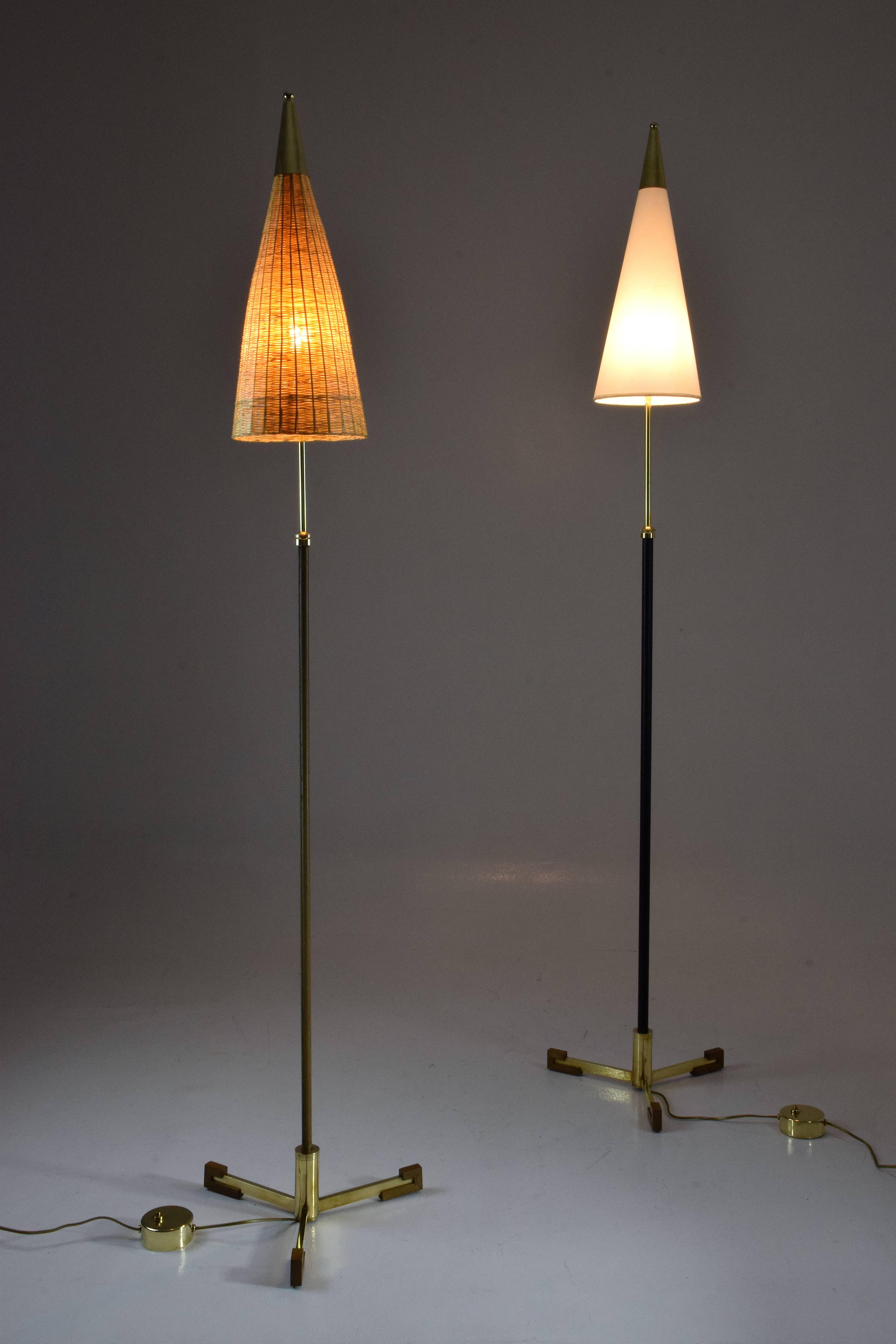Equilibrium-II Contemporary Leather Brass Floor Lamp, Flow Collection 3