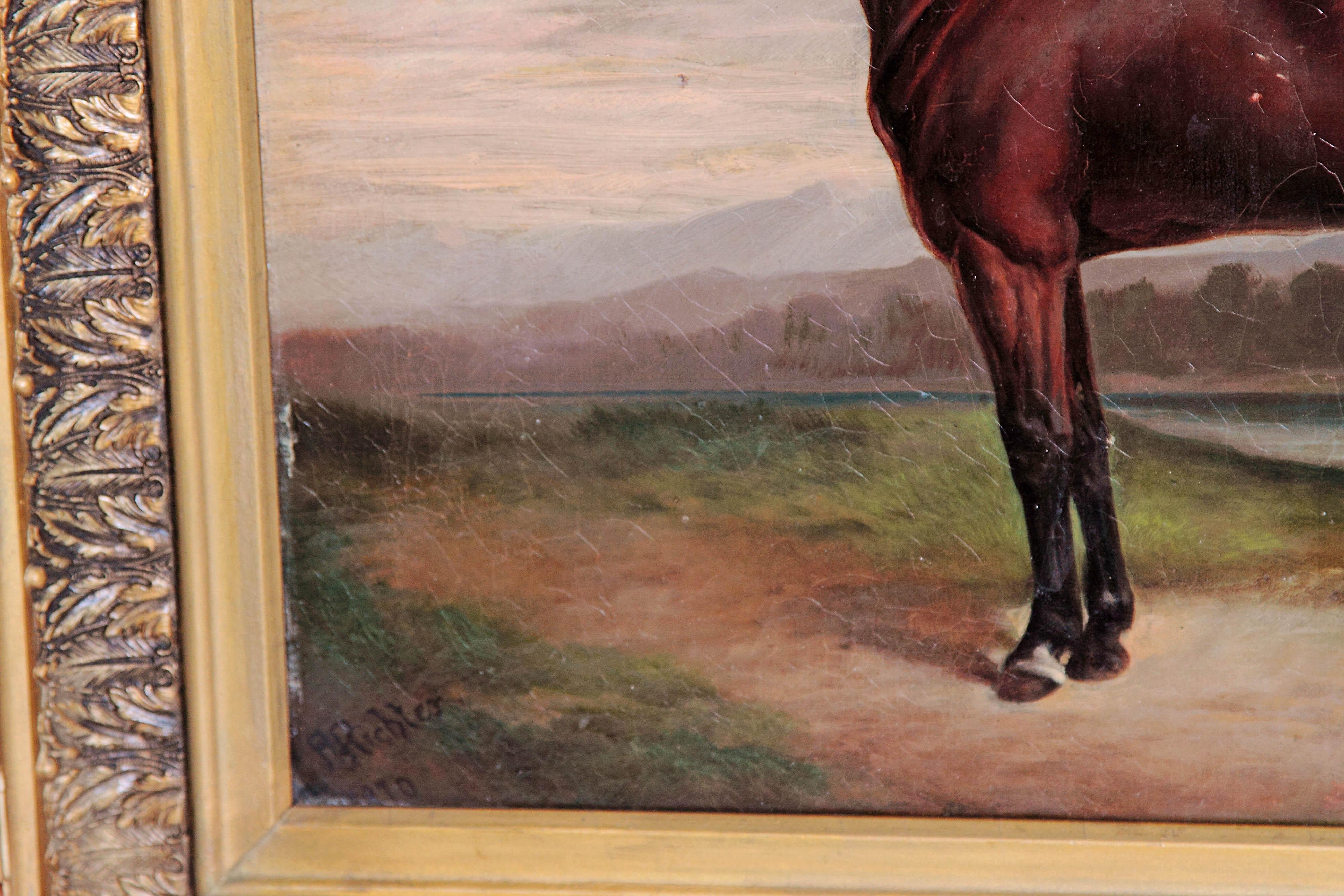 Equine Portrait by German Artist Albert Richter In Good Condition In Dallas, TX