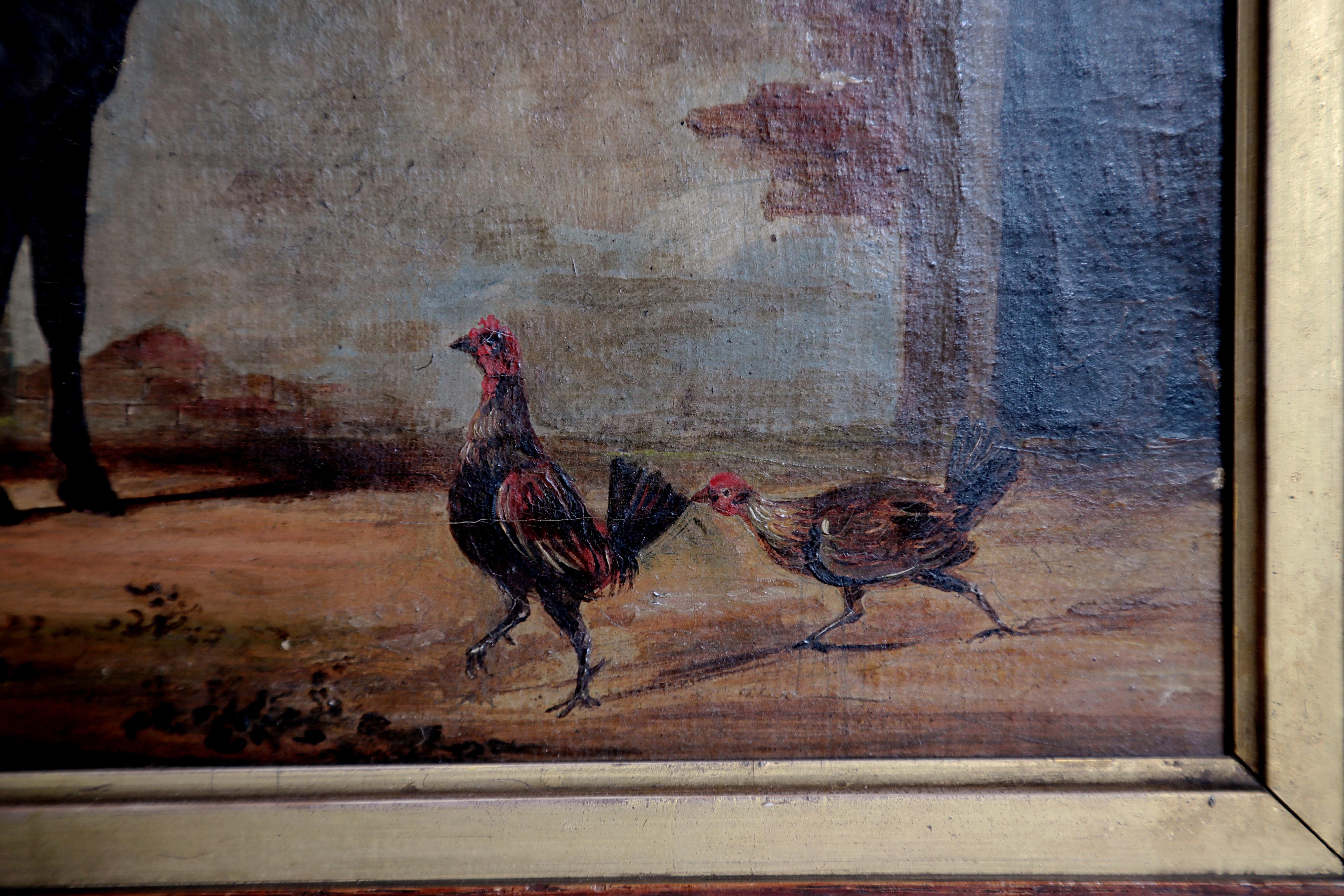 Equine Portrait with Rooster and Hen / Christie's Label Verso 2