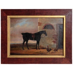 Equine Portrait with Rooster and Hen / Christie's Label Verso