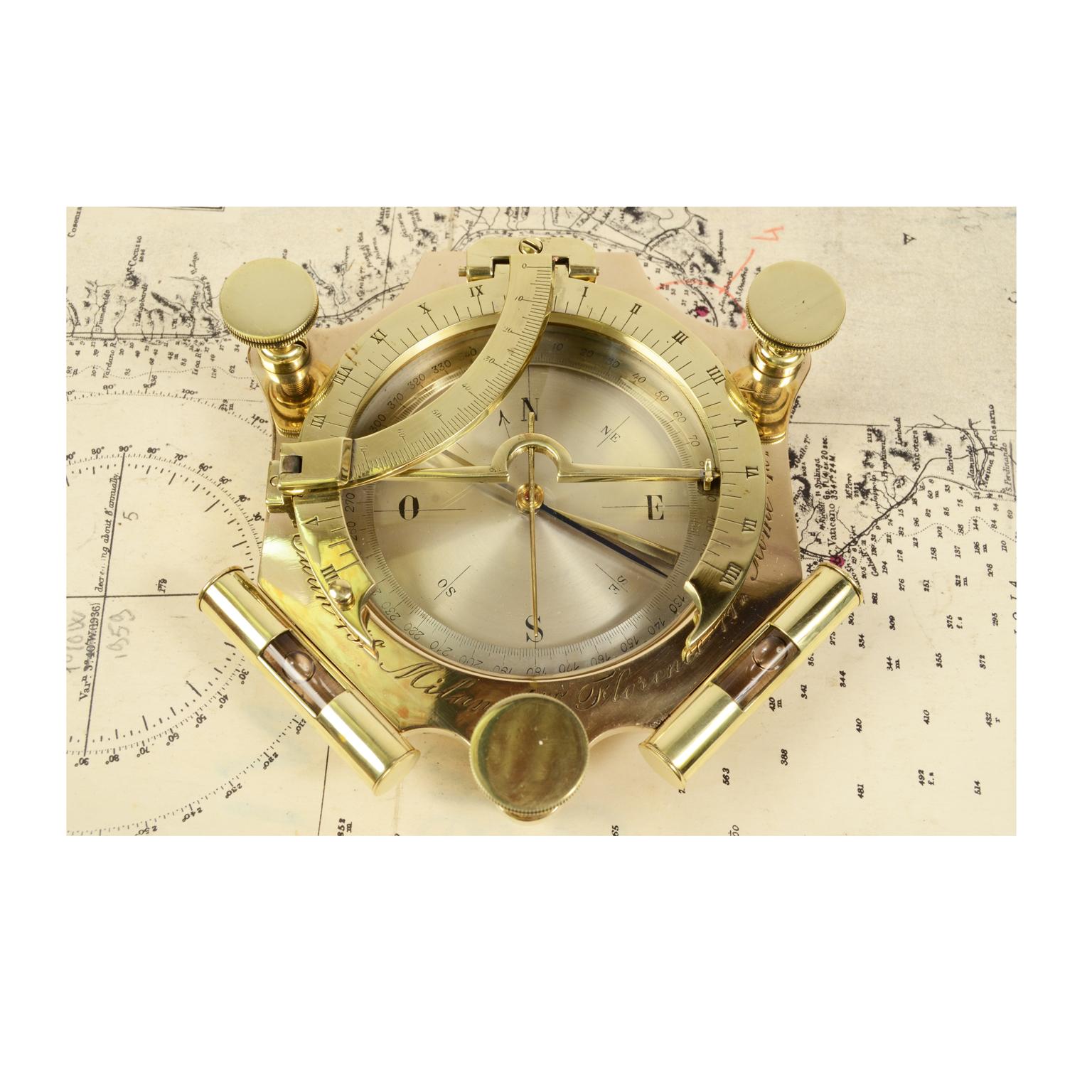Equinoctial Sundial Engraved Brass and Glass Time Measuring Instrument UK 1840 7