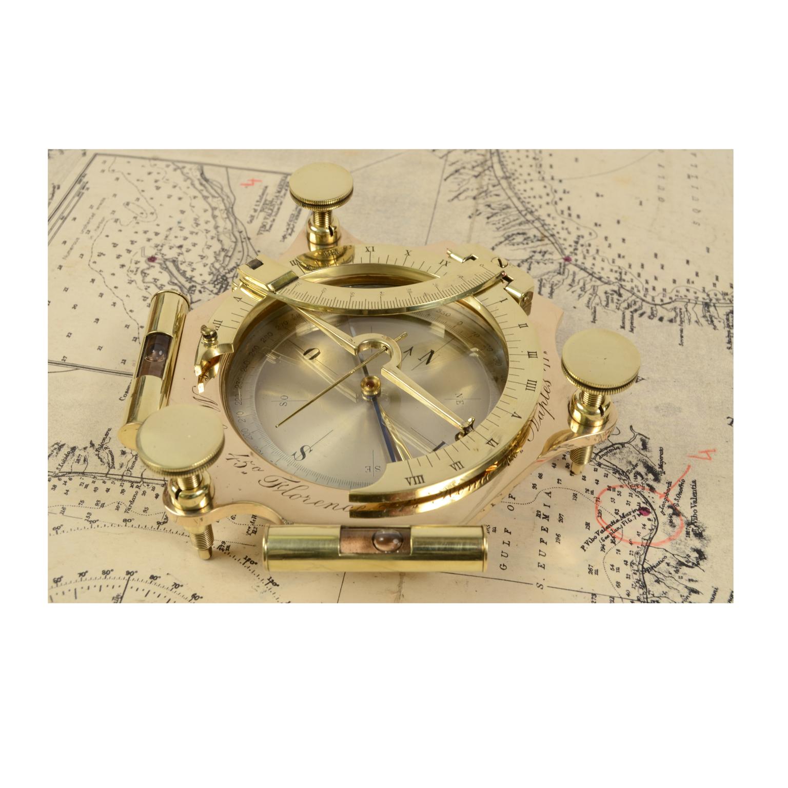 Equinoctial Sundial Engraved Brass and Glass Time Measuring Instrument UK 1840 8