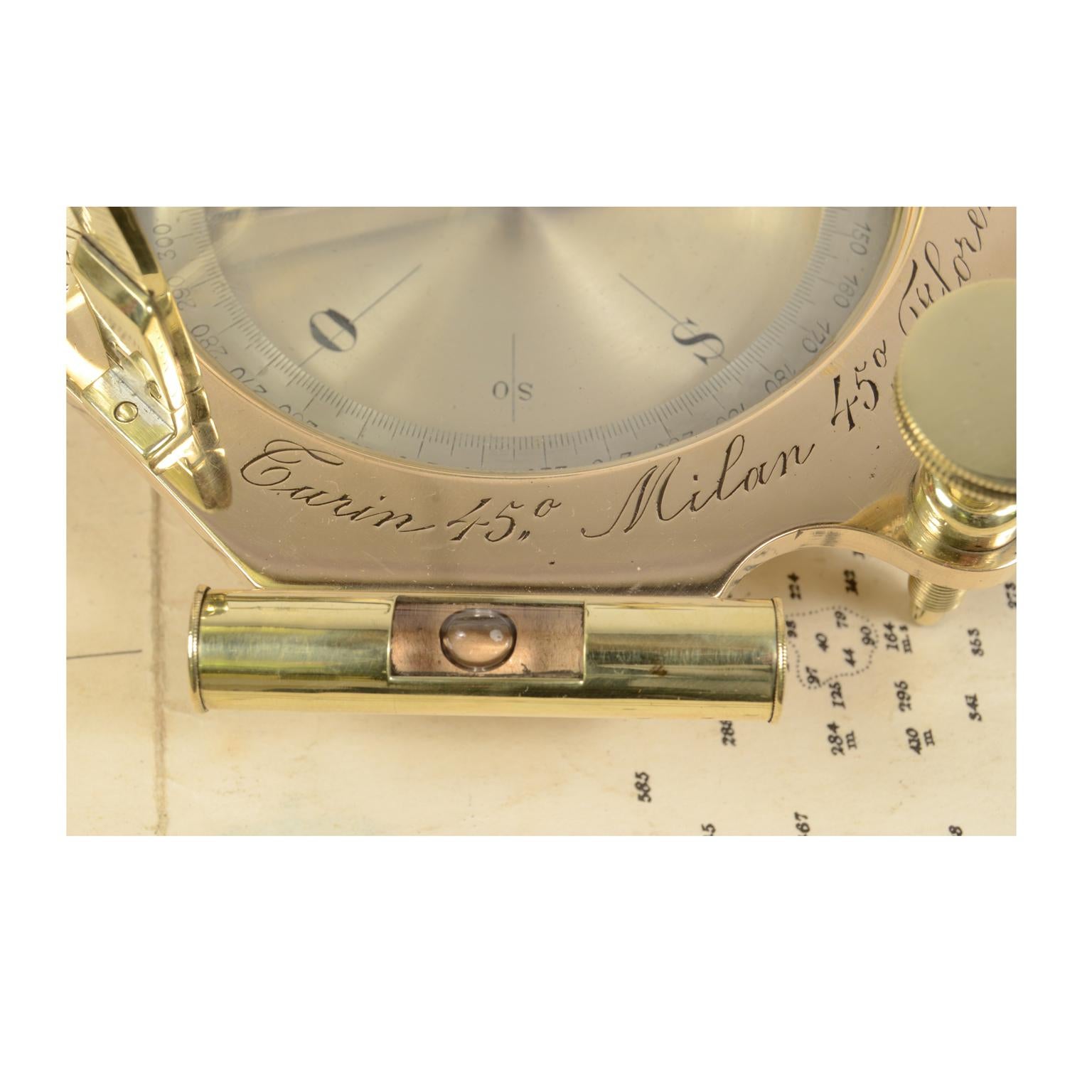 Mid-19th Century Equinoctial Sundial Engraved Brass and Glass Time Measuring Instrument UK 1840