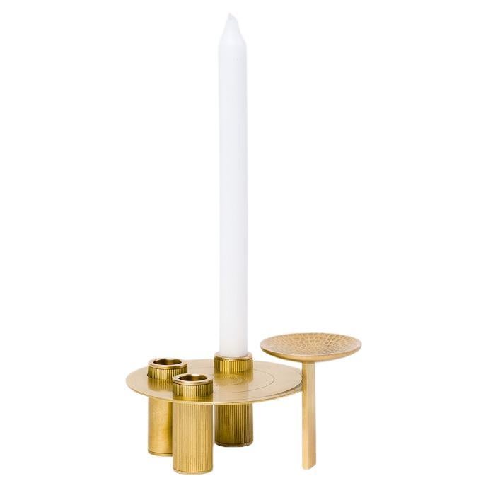 Art Deco Handmade Milled-Brass Candle Holder/Bowl For Sale